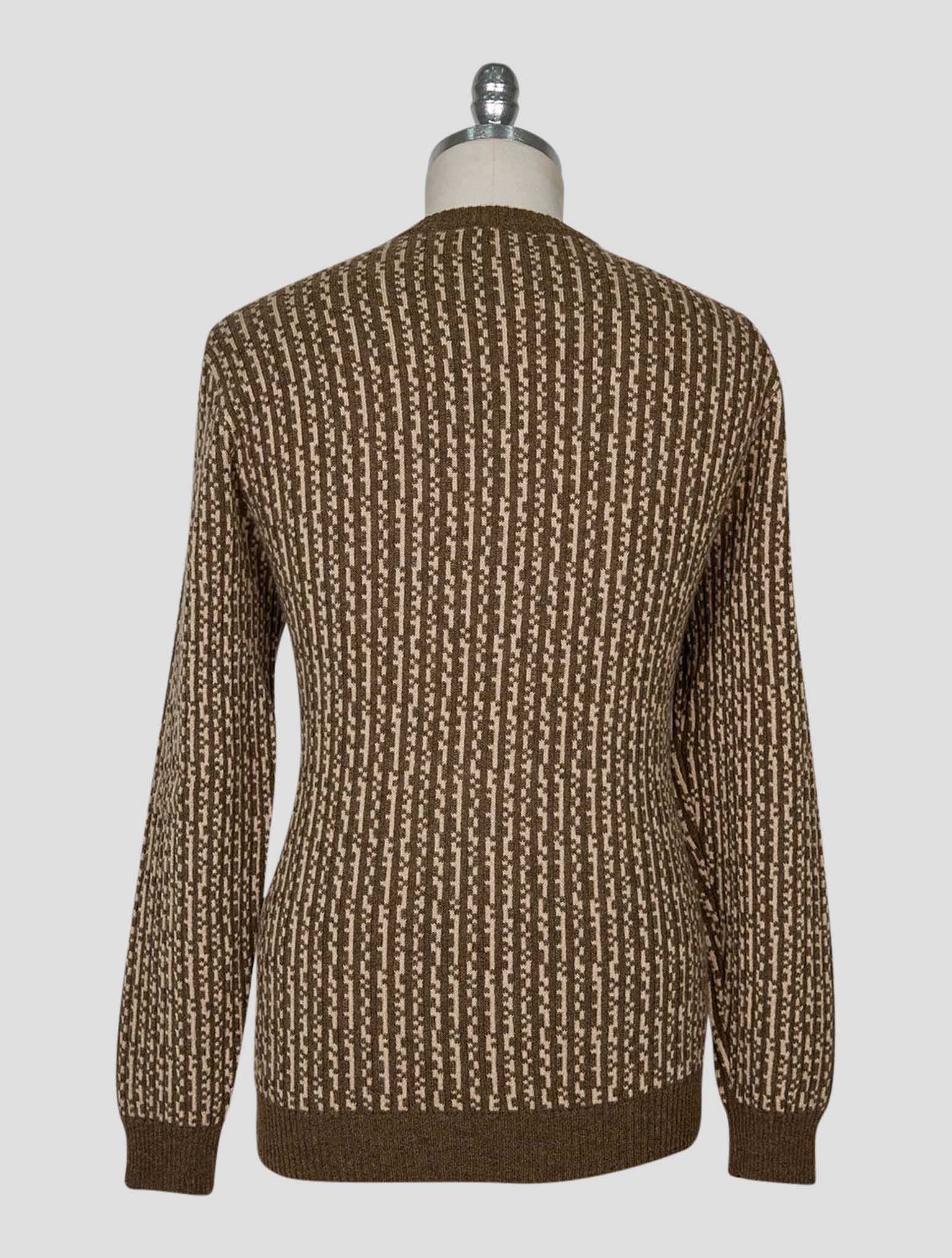Kiton Brown Whote Cashmere Sweater Crewneck