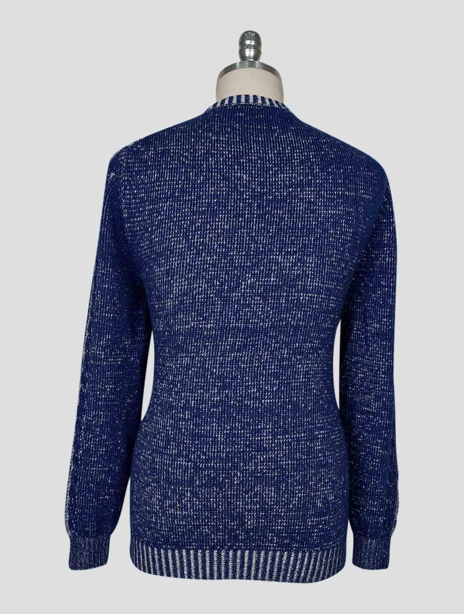 Kiton Blue White Cashmere Sweater Crewneck