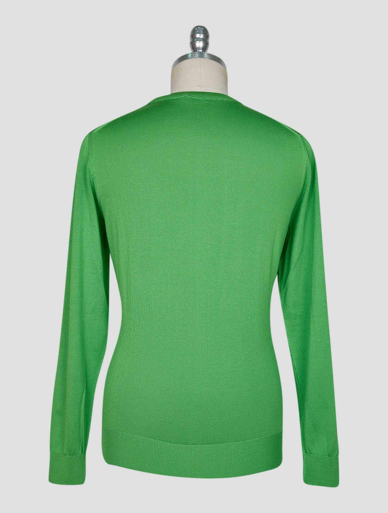 Kiton Green Silk Sweater Crewneck