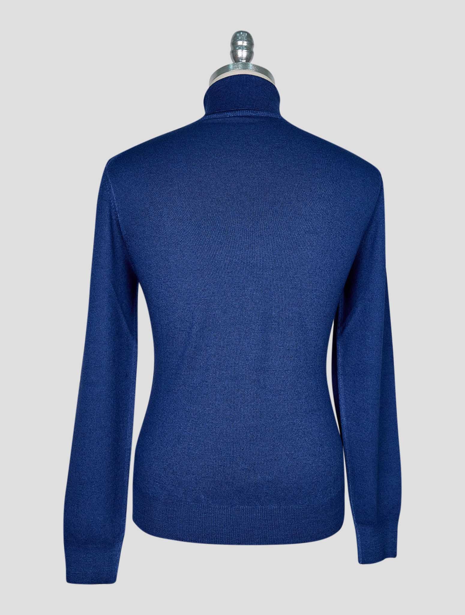 Kiton Blue Wool Sweater Turtleneck
