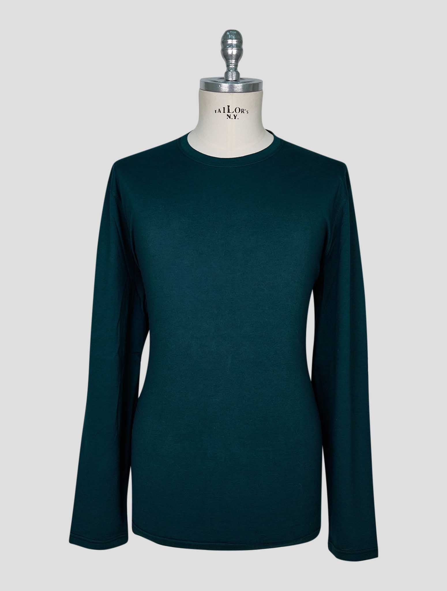 Kiton Green Cotton Cashmere T-Shirt Long Sleeve