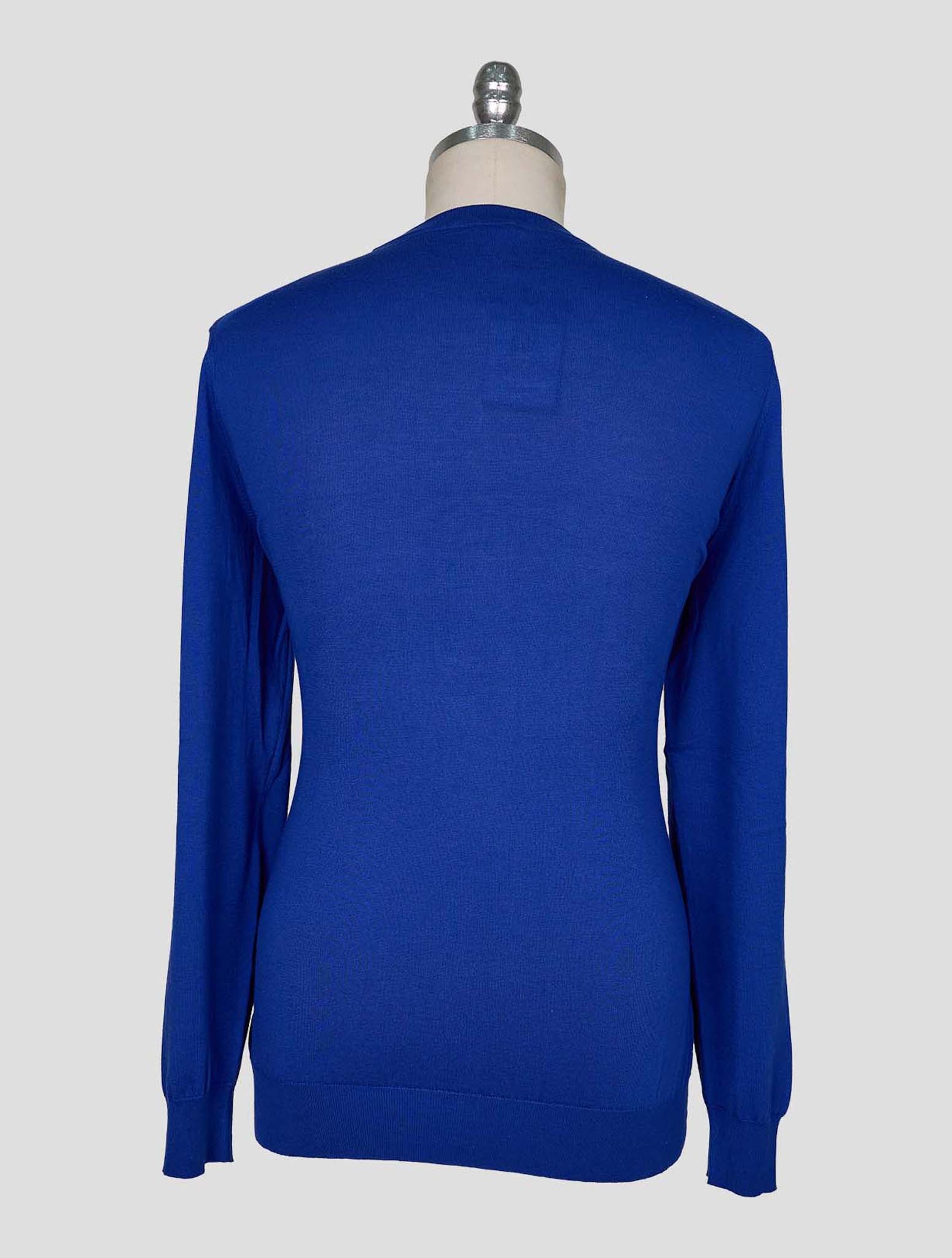 Kiton Blue Cotton Sweater Crewneck
