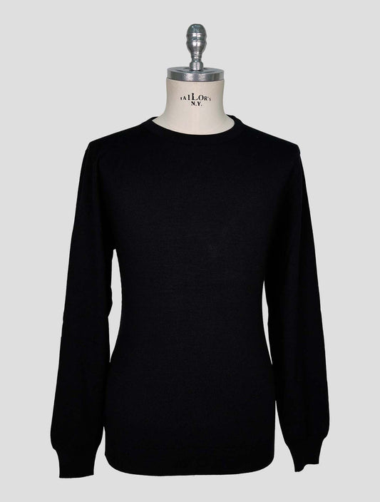 Kiton Black Wool Sweater Crewneck