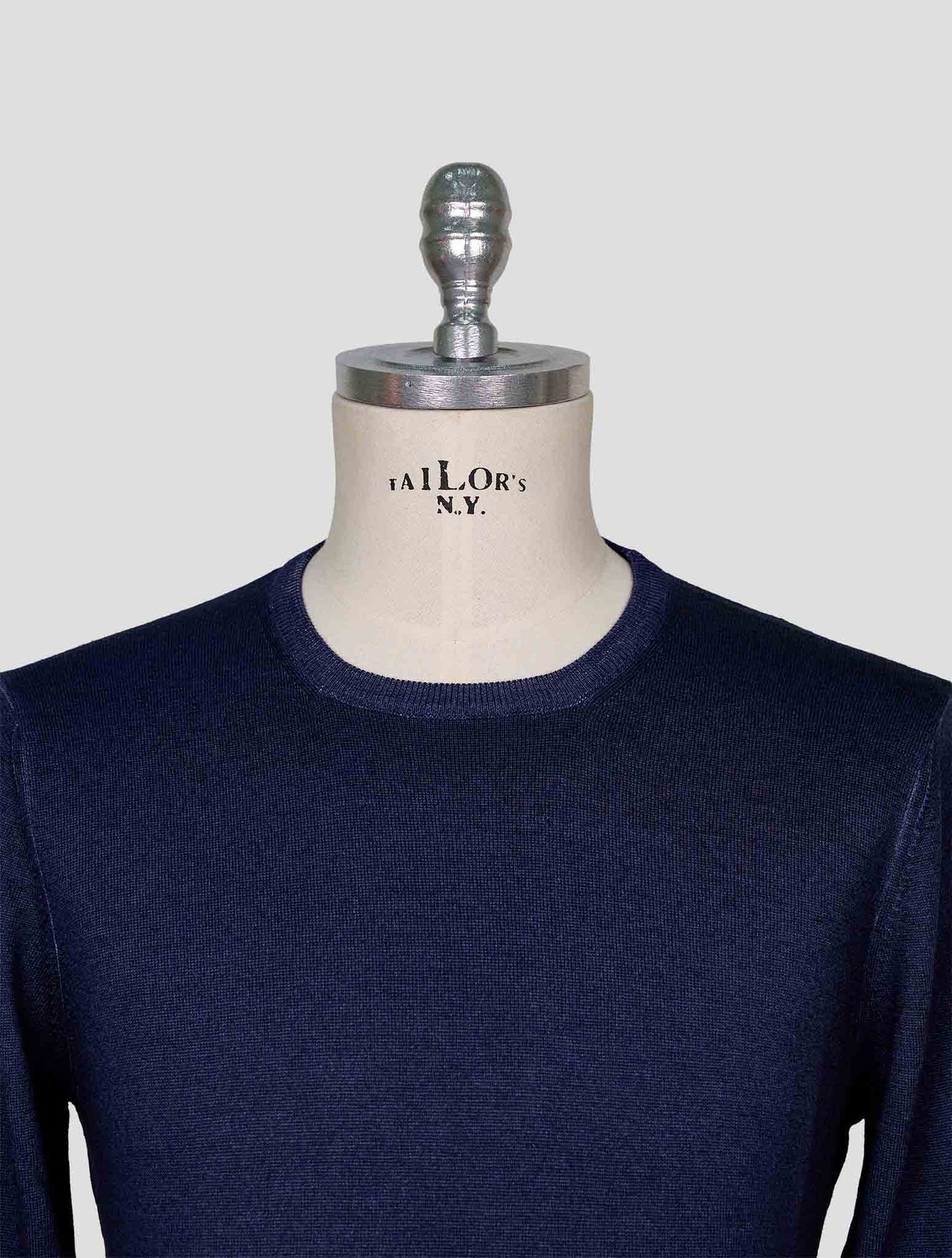 Kiton Blue Wool Sweater Crewneck