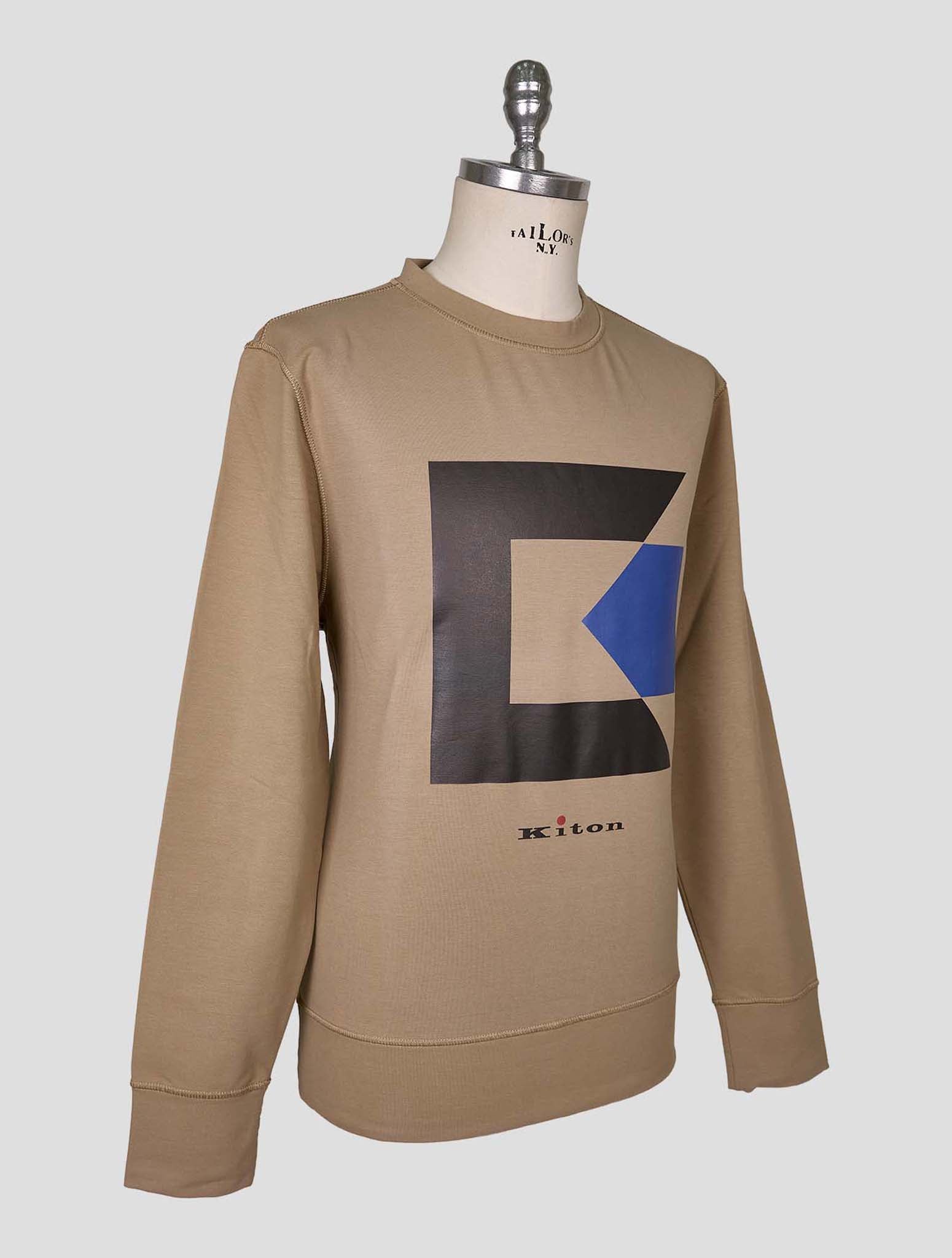 Kiton Beige Cotton Ea Sweater Crewneck