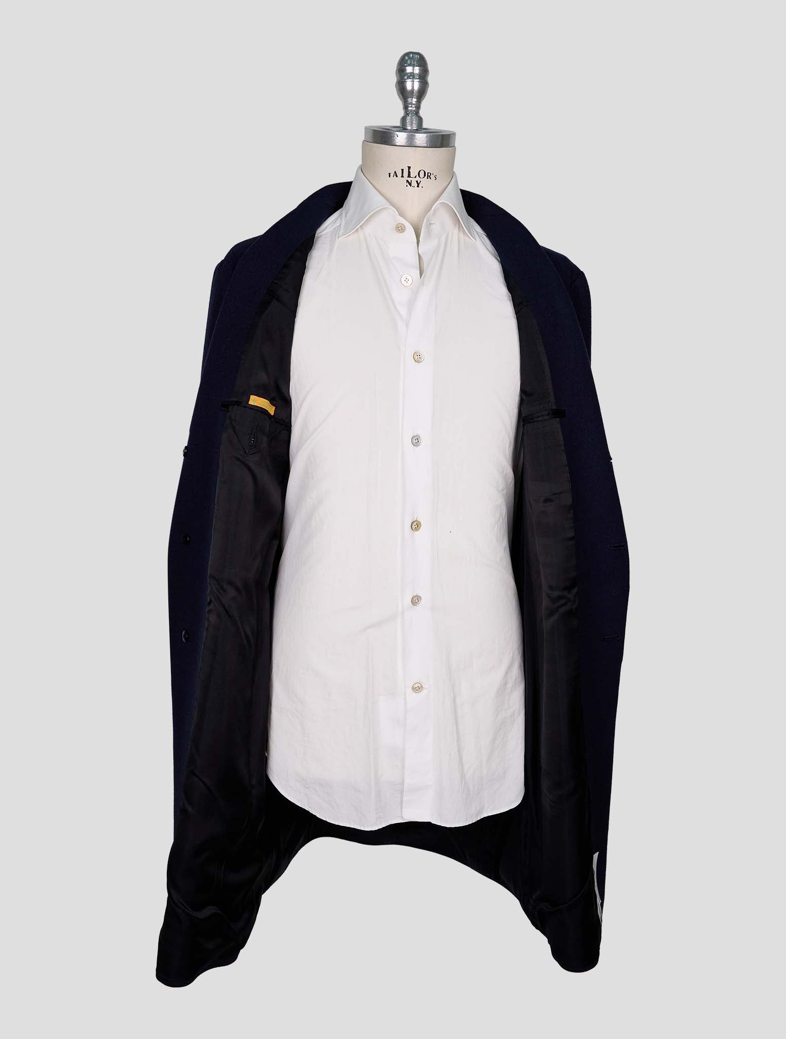 Kiton Blue Virgin Wool 14 Micron Overcoat
