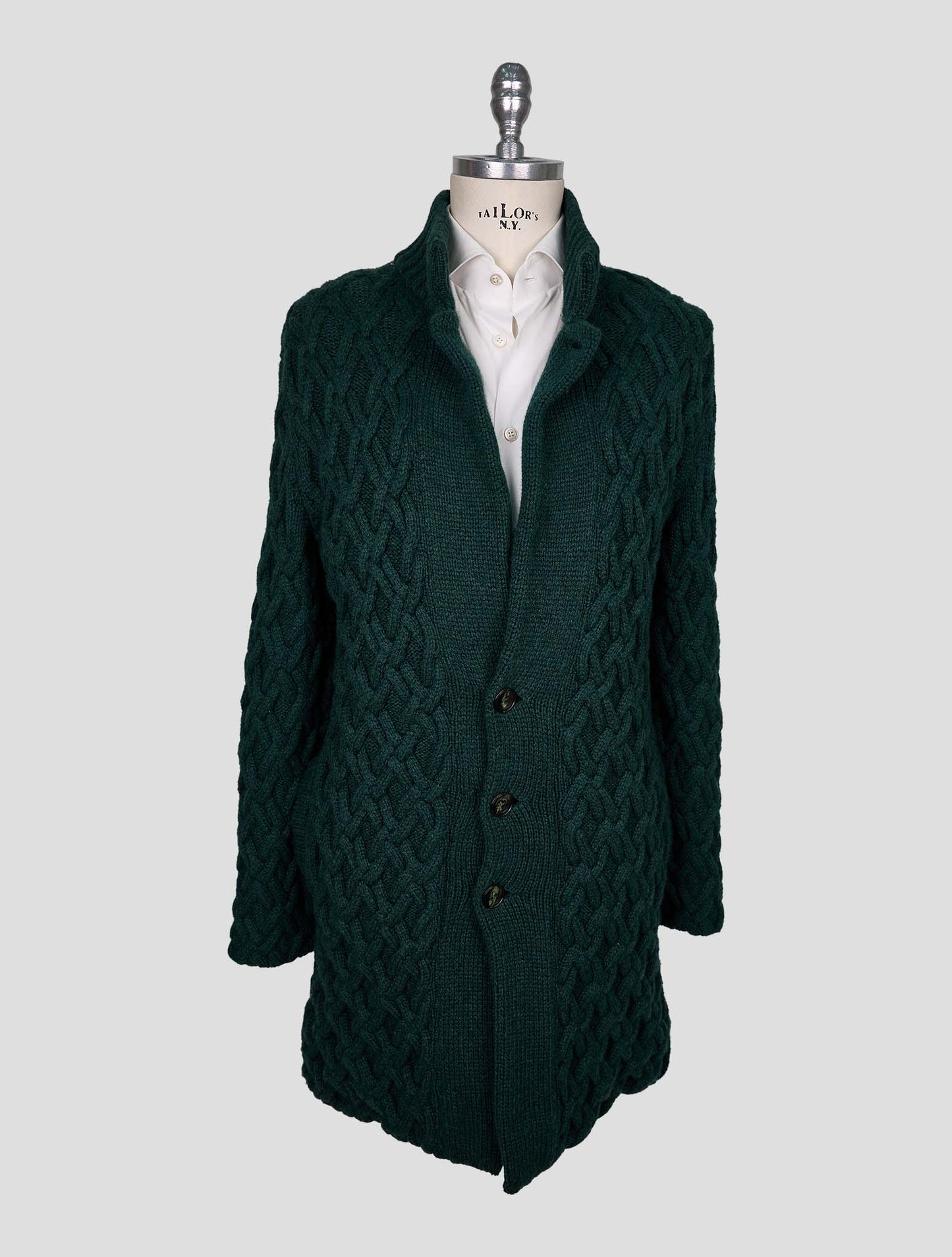 Kiton Dark Green Cashmere Mink Fur Sweater Coat