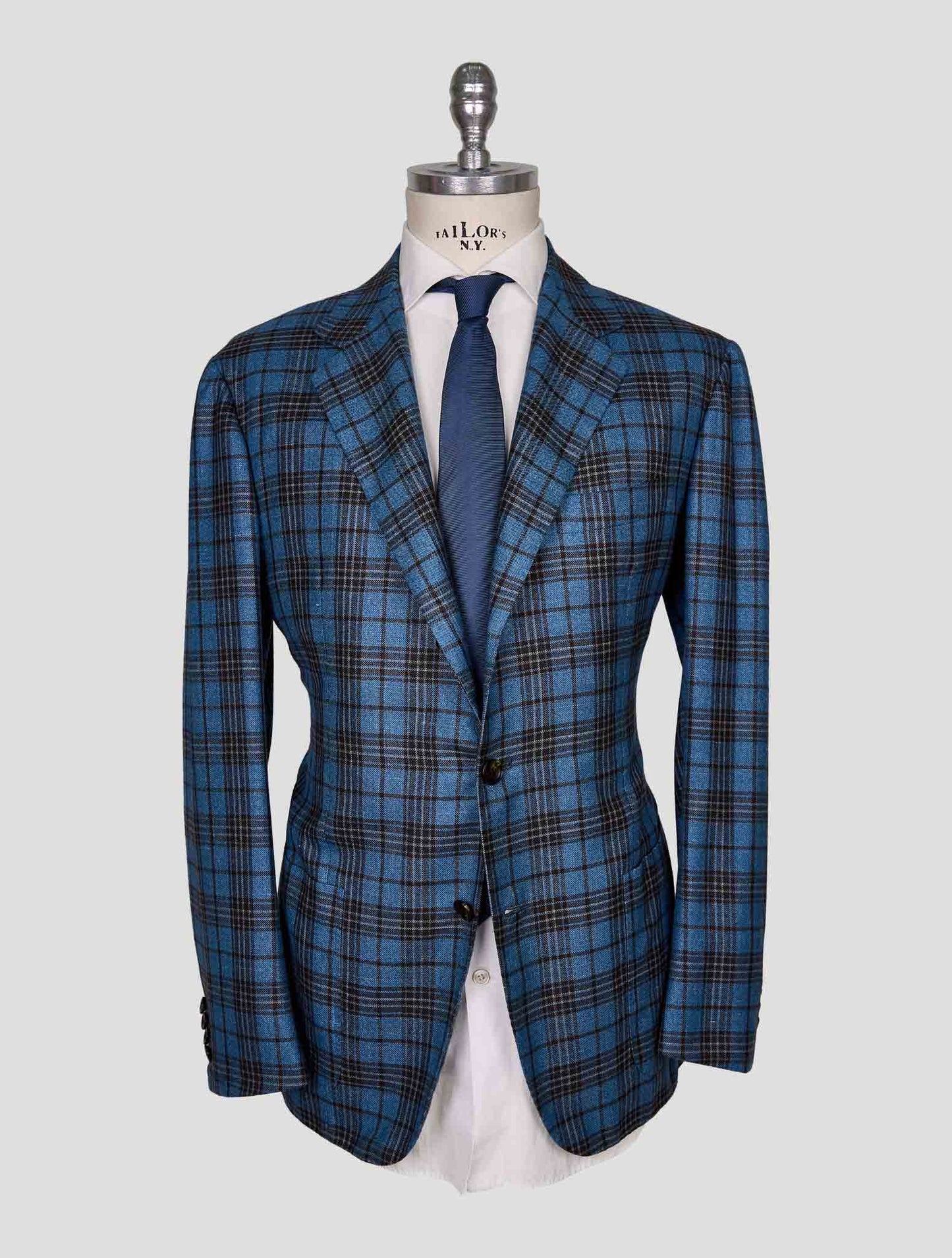 Kiton Light Blue Brown Cashmere Silk Linen Blazer