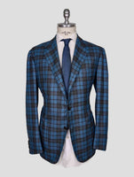 Kiton Light Blue Brown Cashmere Silk Linen Blazer