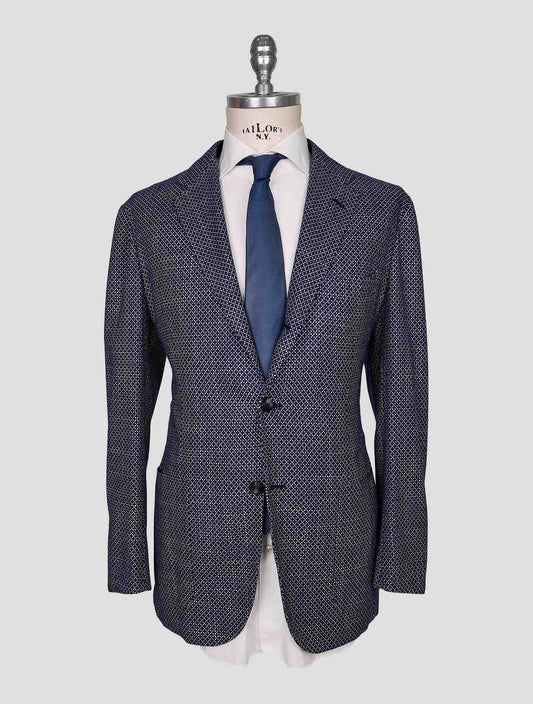 Kiton Blue White Cashmere Silk Blazer