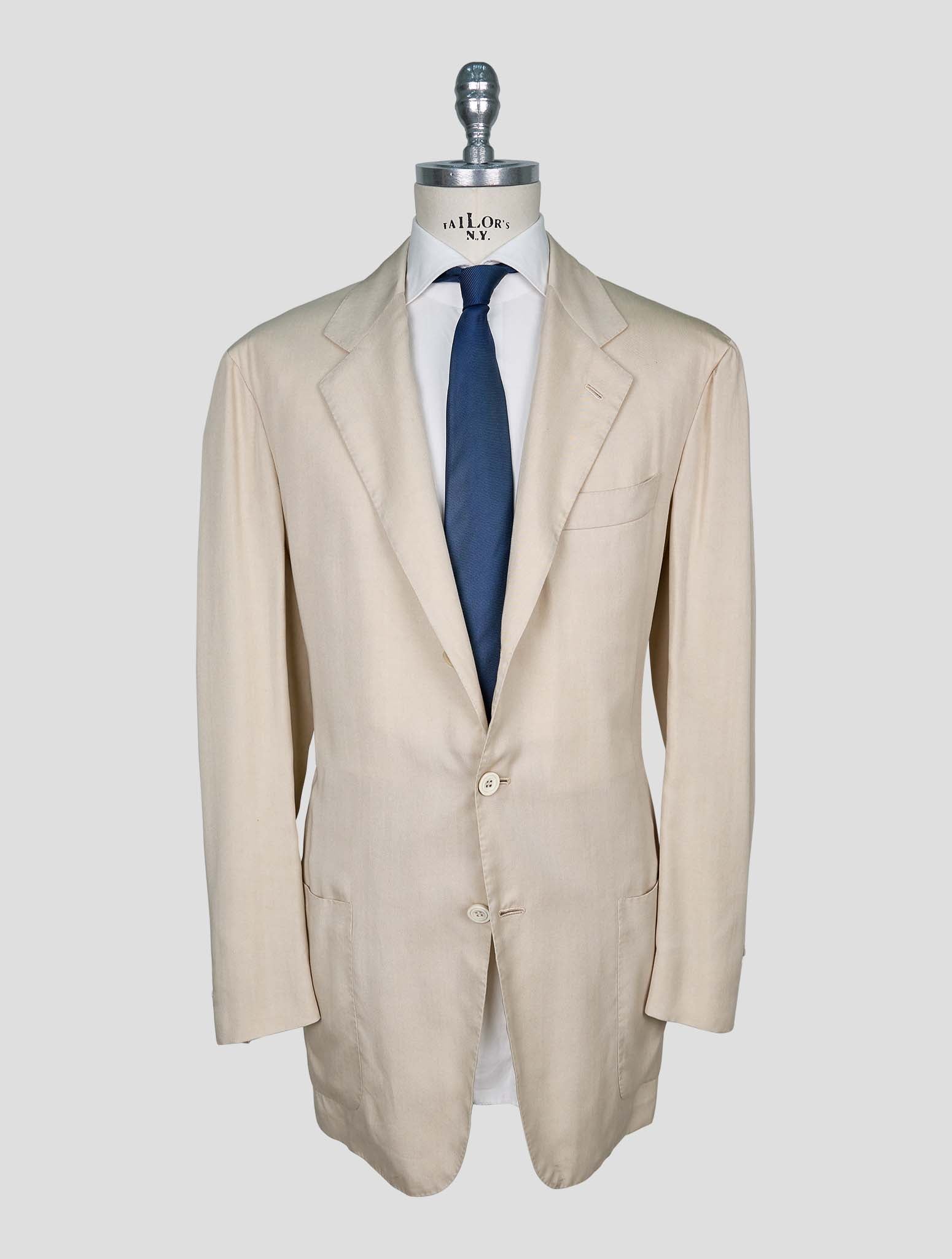 Kiton Beige Lyocell Viscose Silk Blazer
