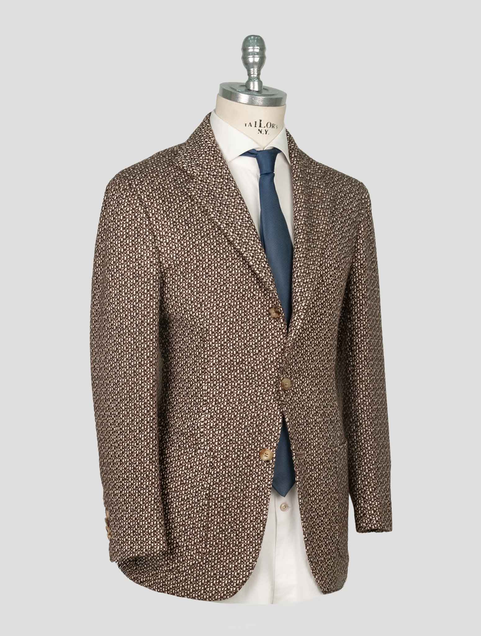 Kiton Brown White Cashmere Blazer