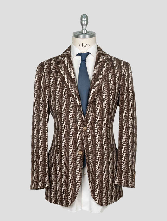 Kiton Brown White Cashmere Blazer