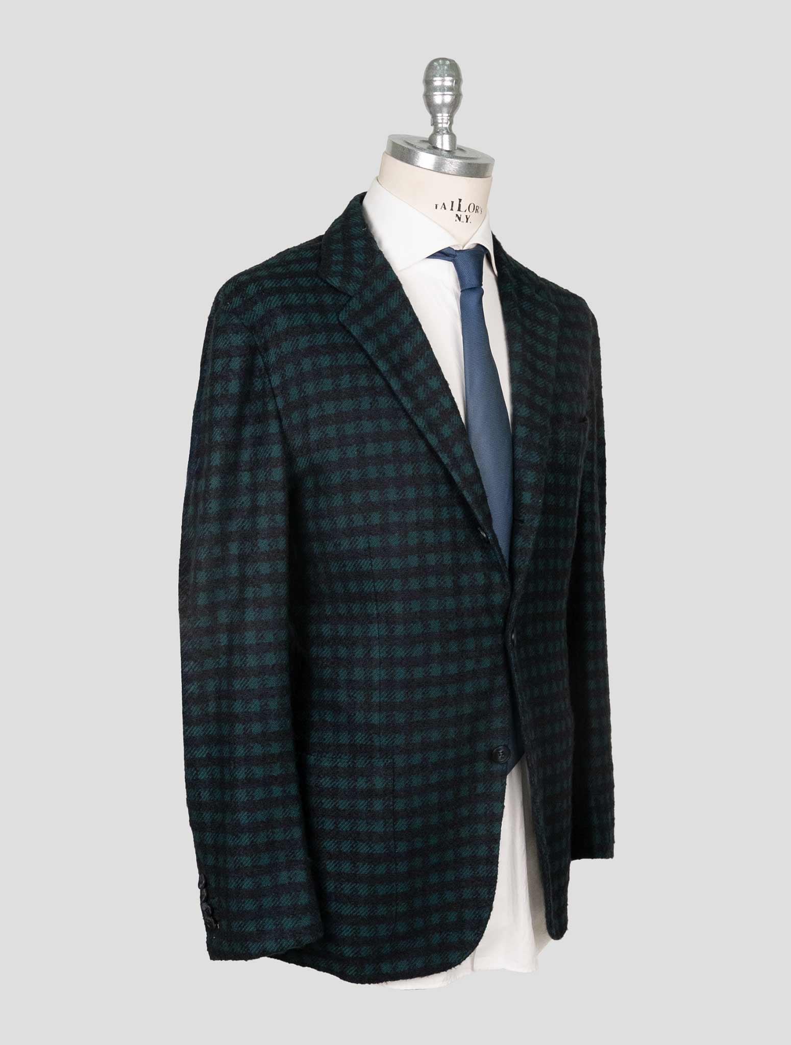 Kiton Green Blue Cashmere Silk Blazer