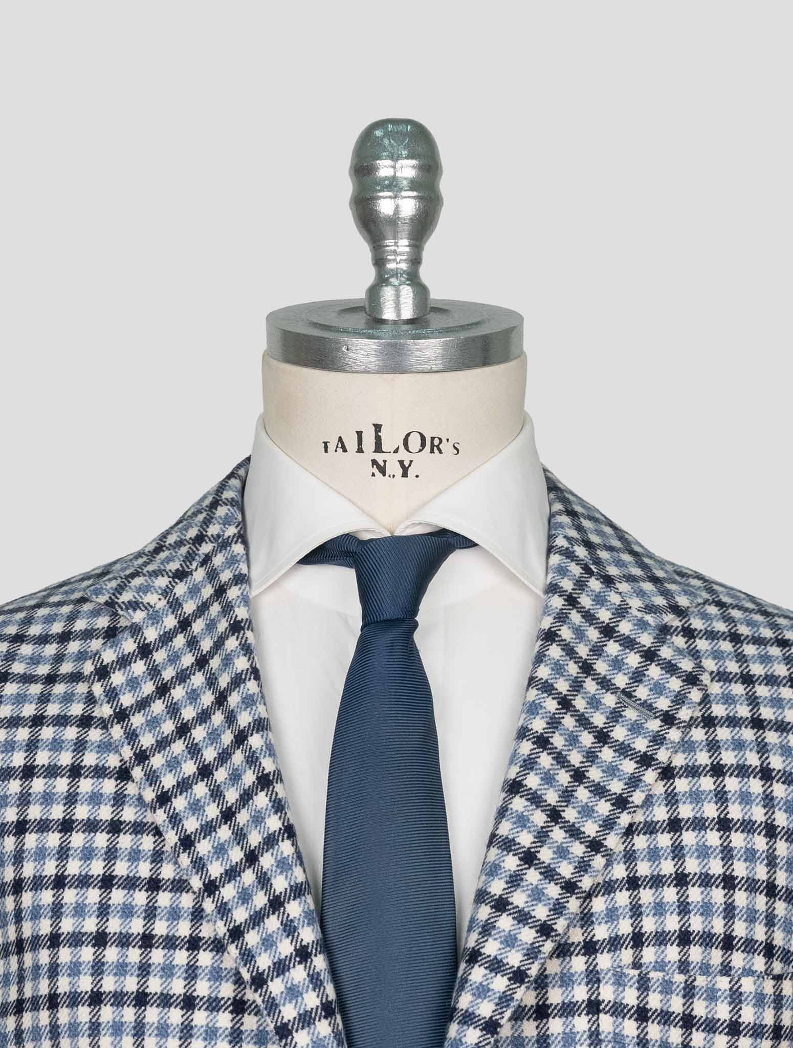 Kiton Blue White Cashmere Blazer