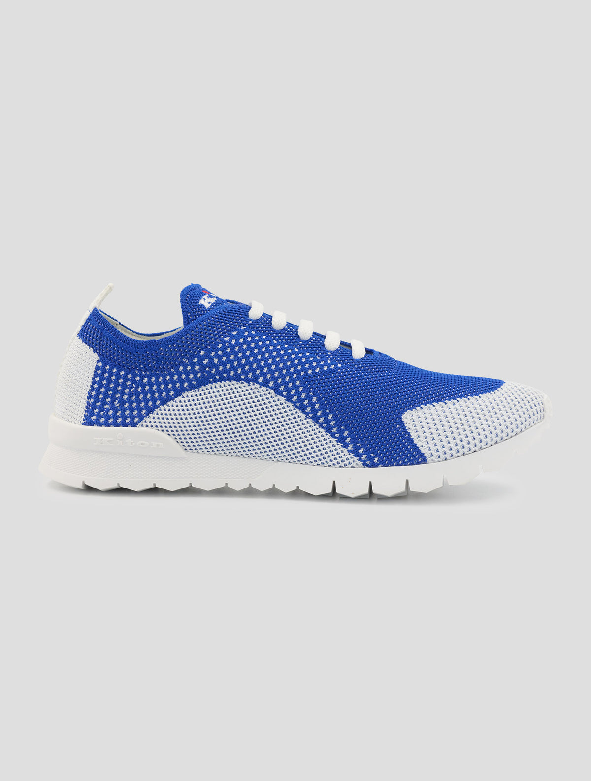 Kiton Blue White Cotton Ea Sneakers