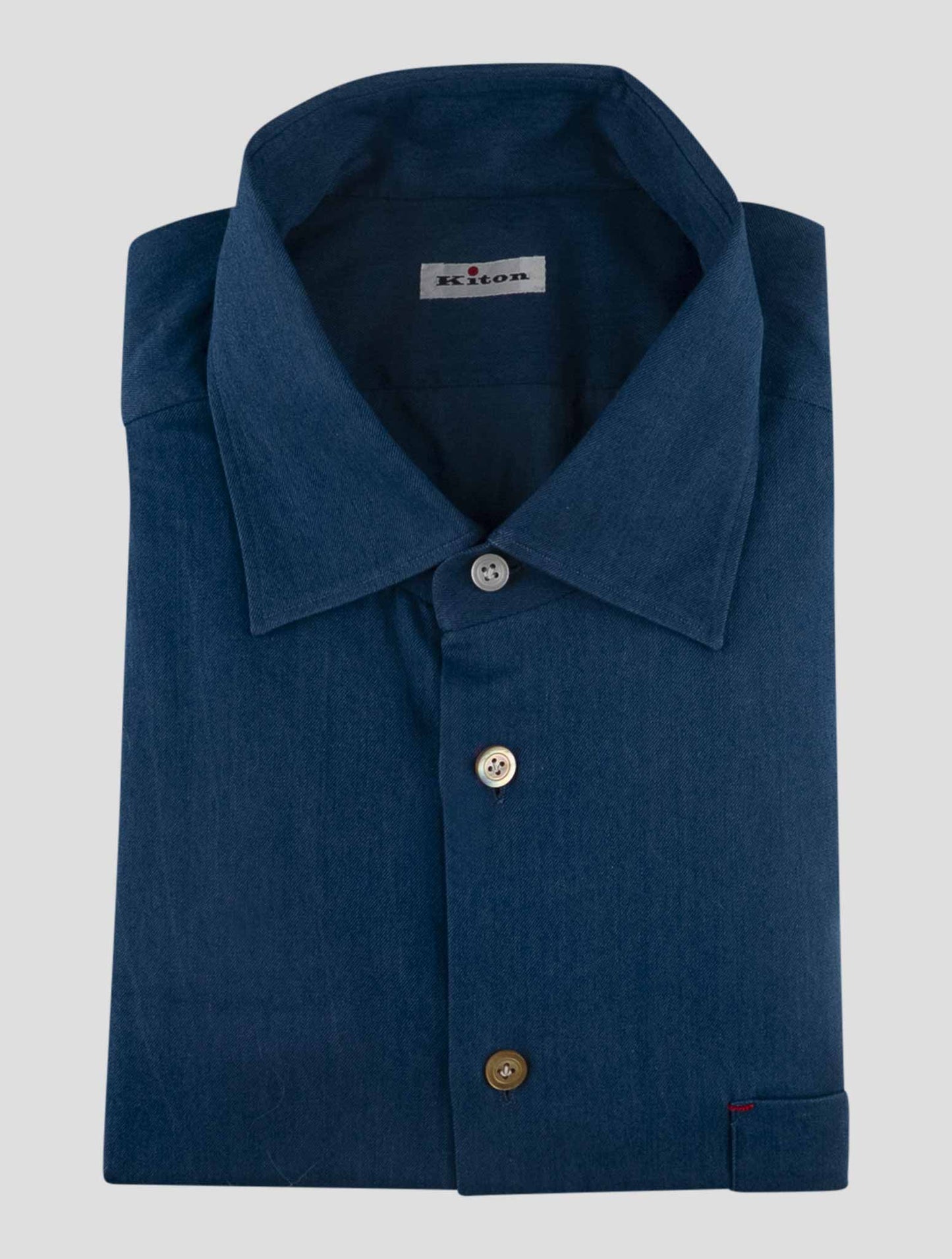 Kiton Denim Cotton Washed Shirt Nerano
