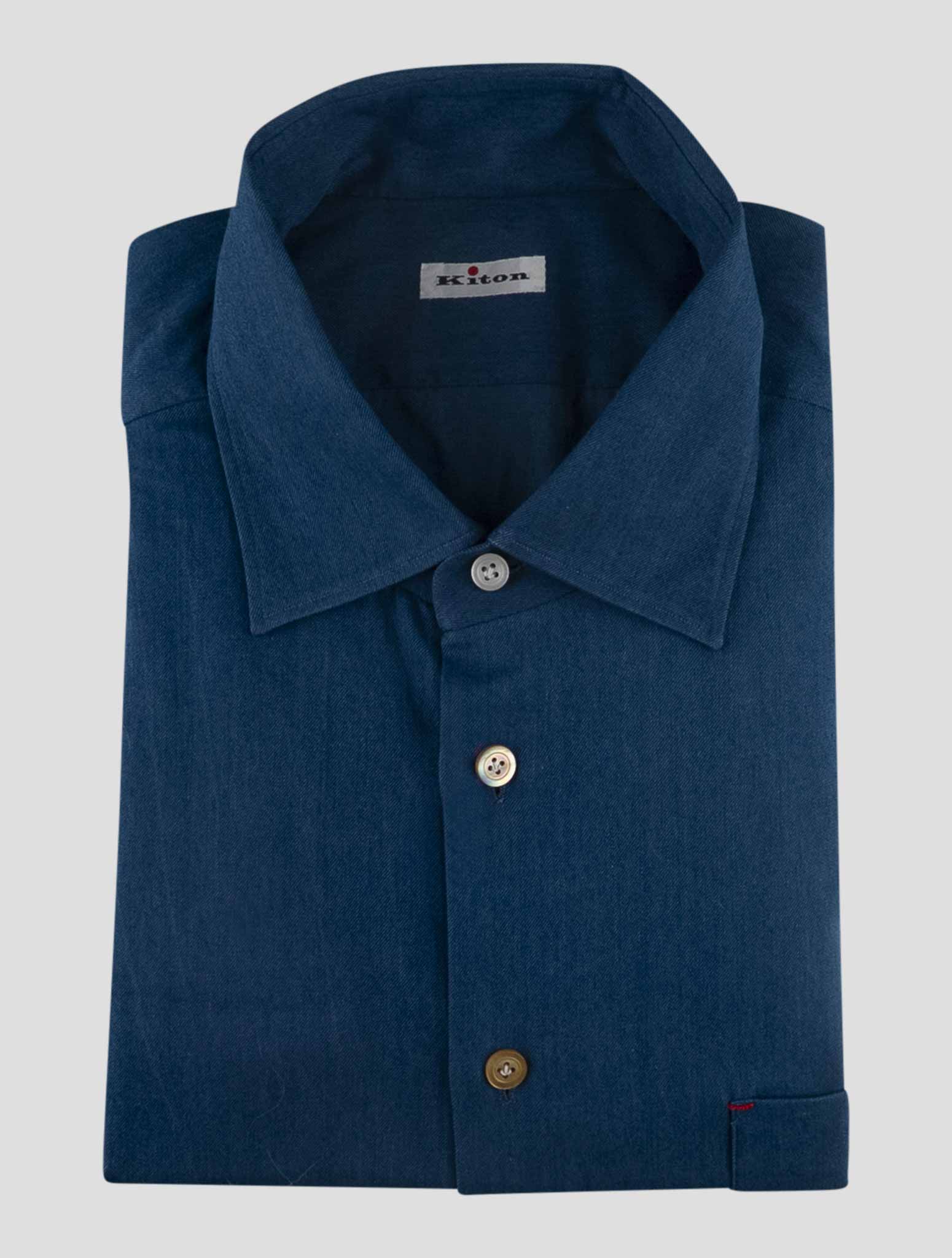 Kiton Denim Cotton Washed Shirt Nerano