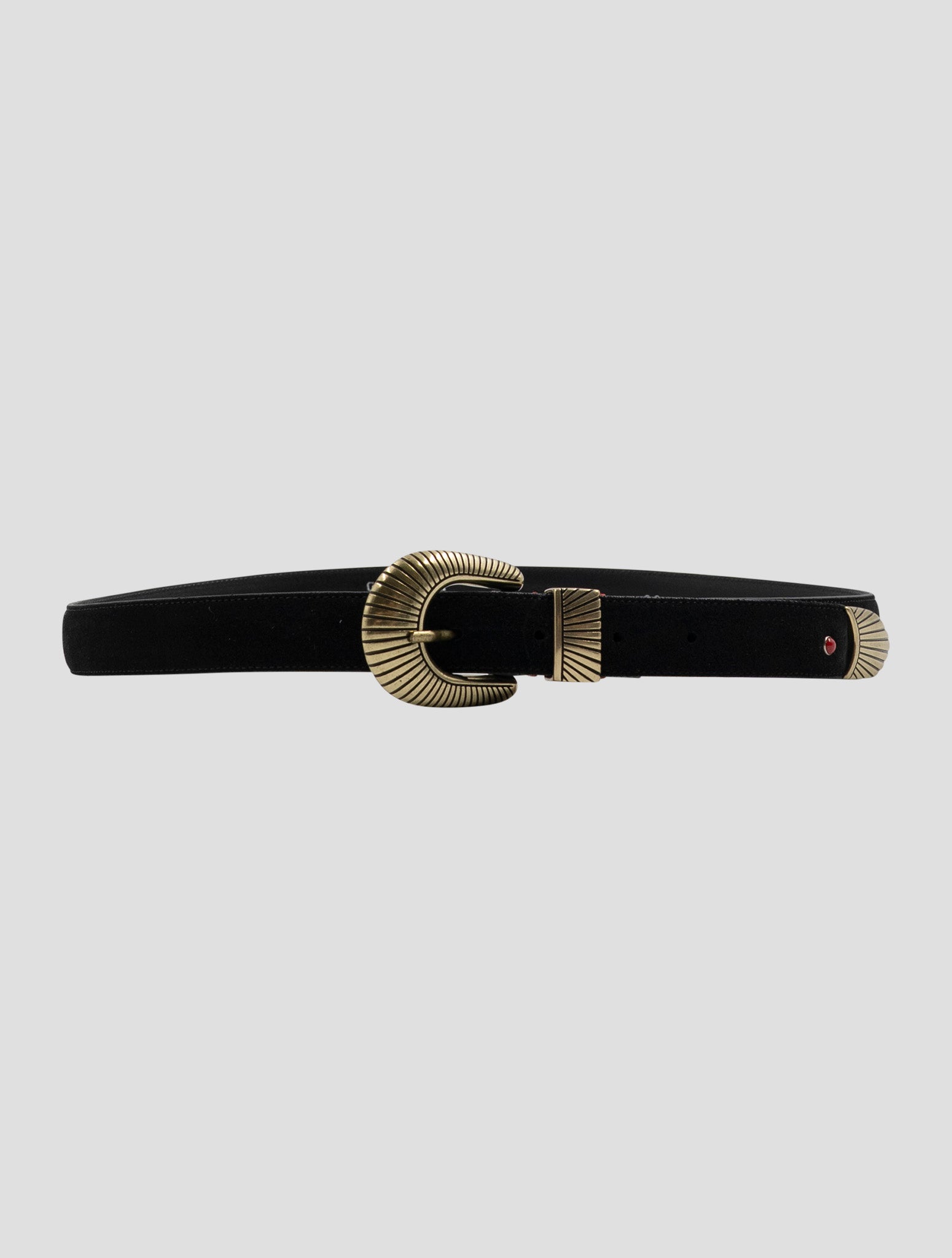 Kiton Black Leather Suede Belt