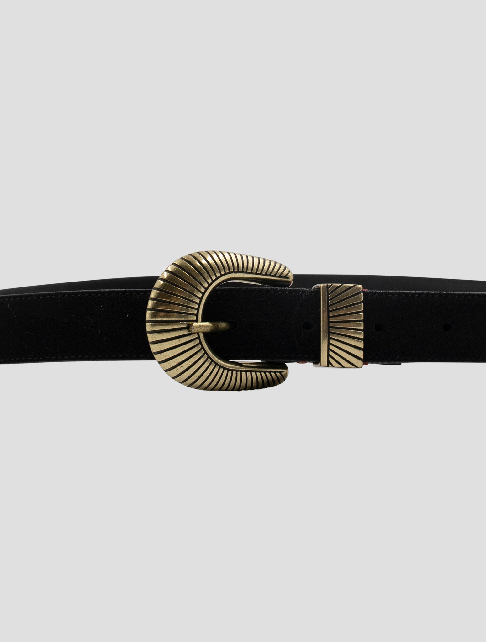 Kiton Black Leather Suede Belt