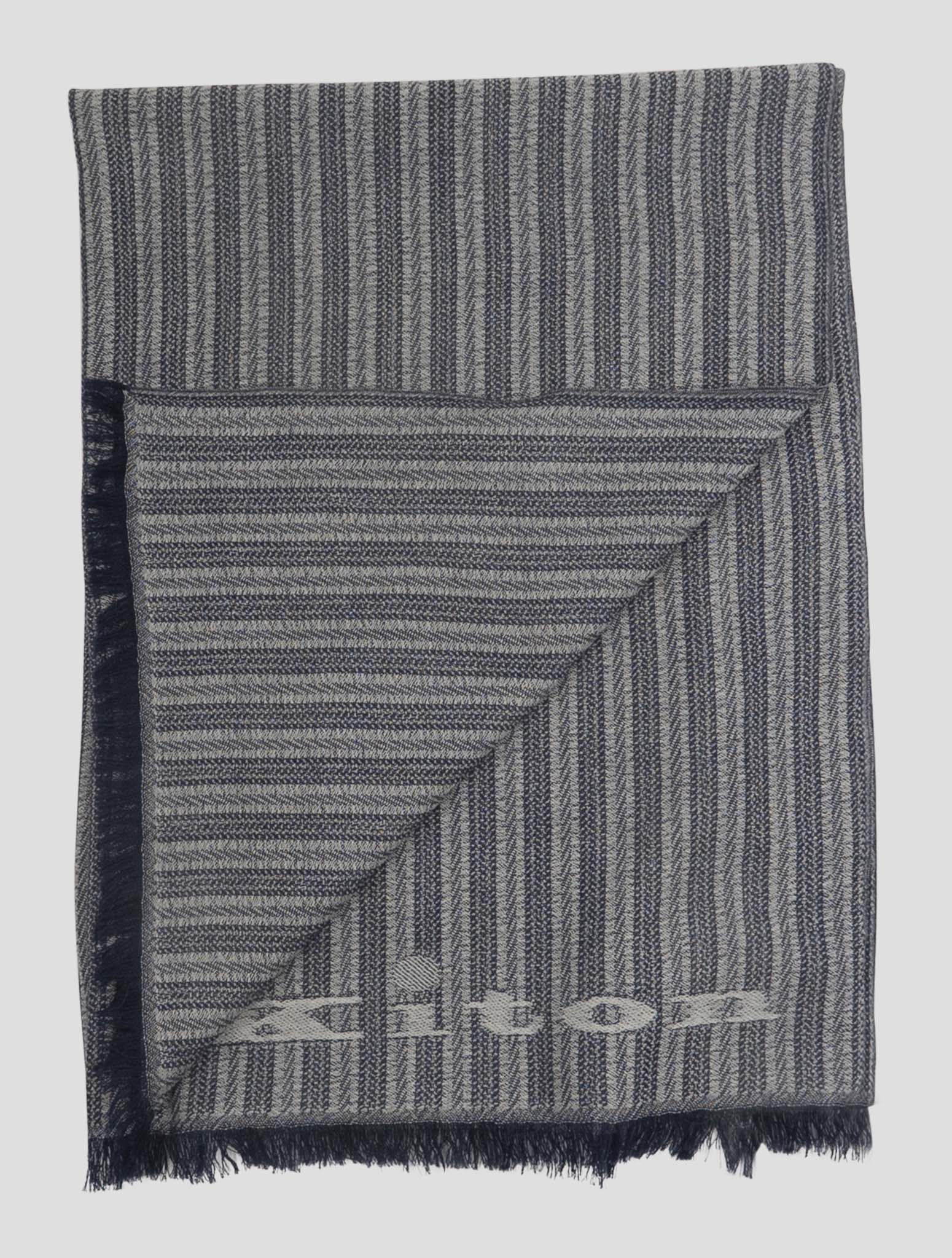 Kiton Blue White Cashmere Scarf 70x180