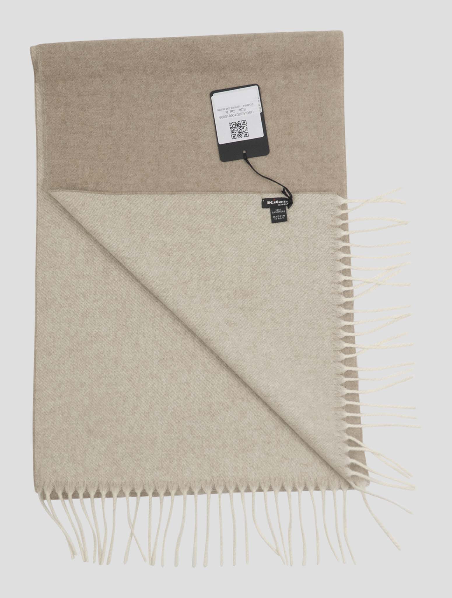 Kiton Beige Cashmere Scarf 35x180