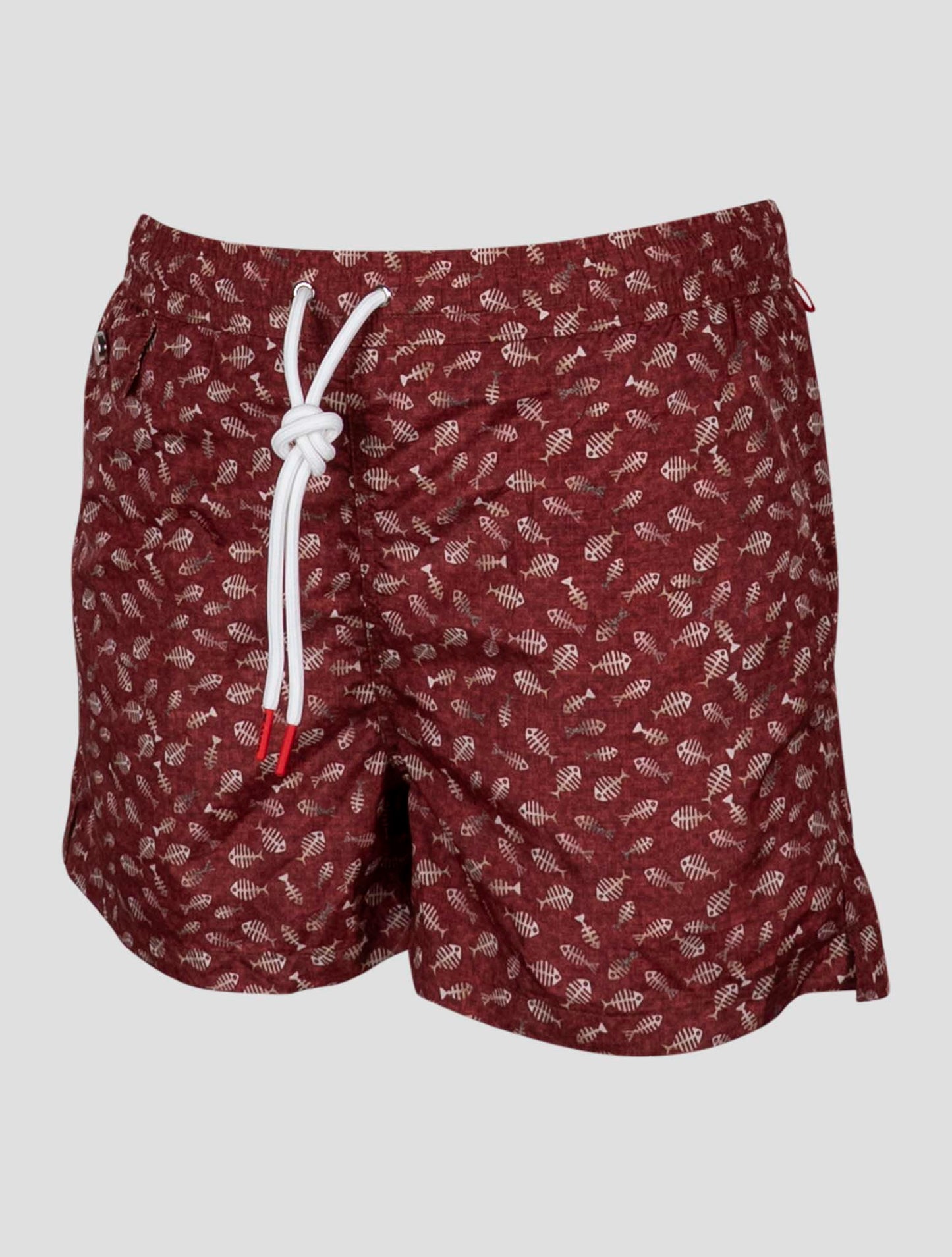 Kiton Burgundy White Pl Swim Trunks