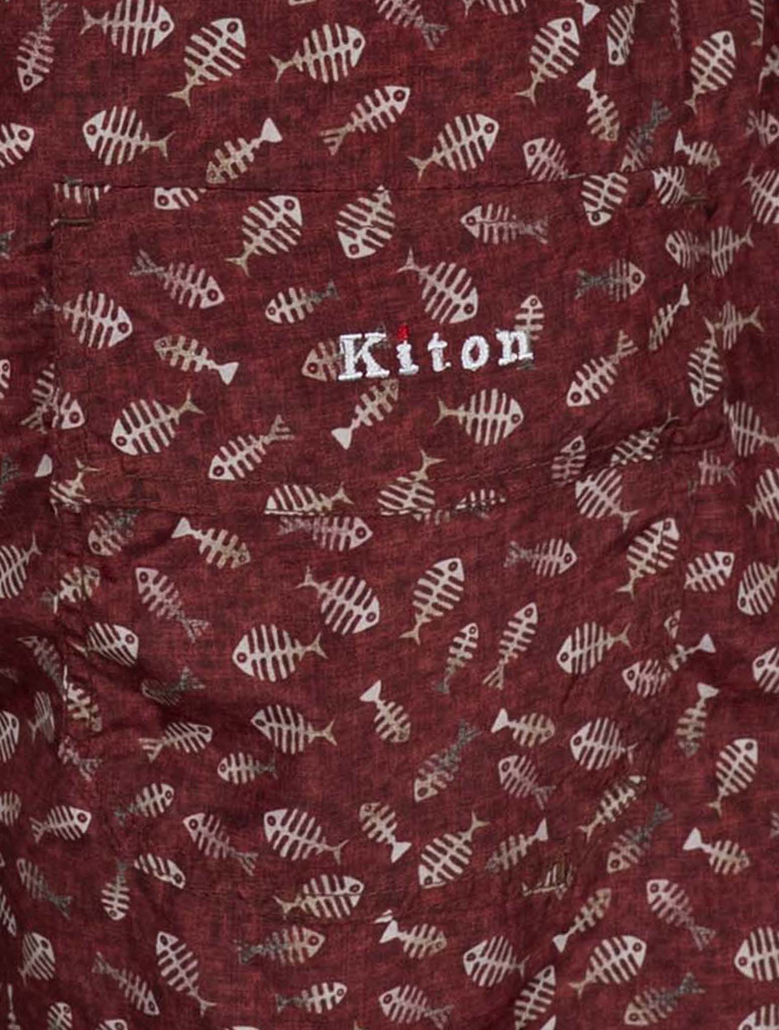 Kiton Burgundy White Pl Swim Trunks