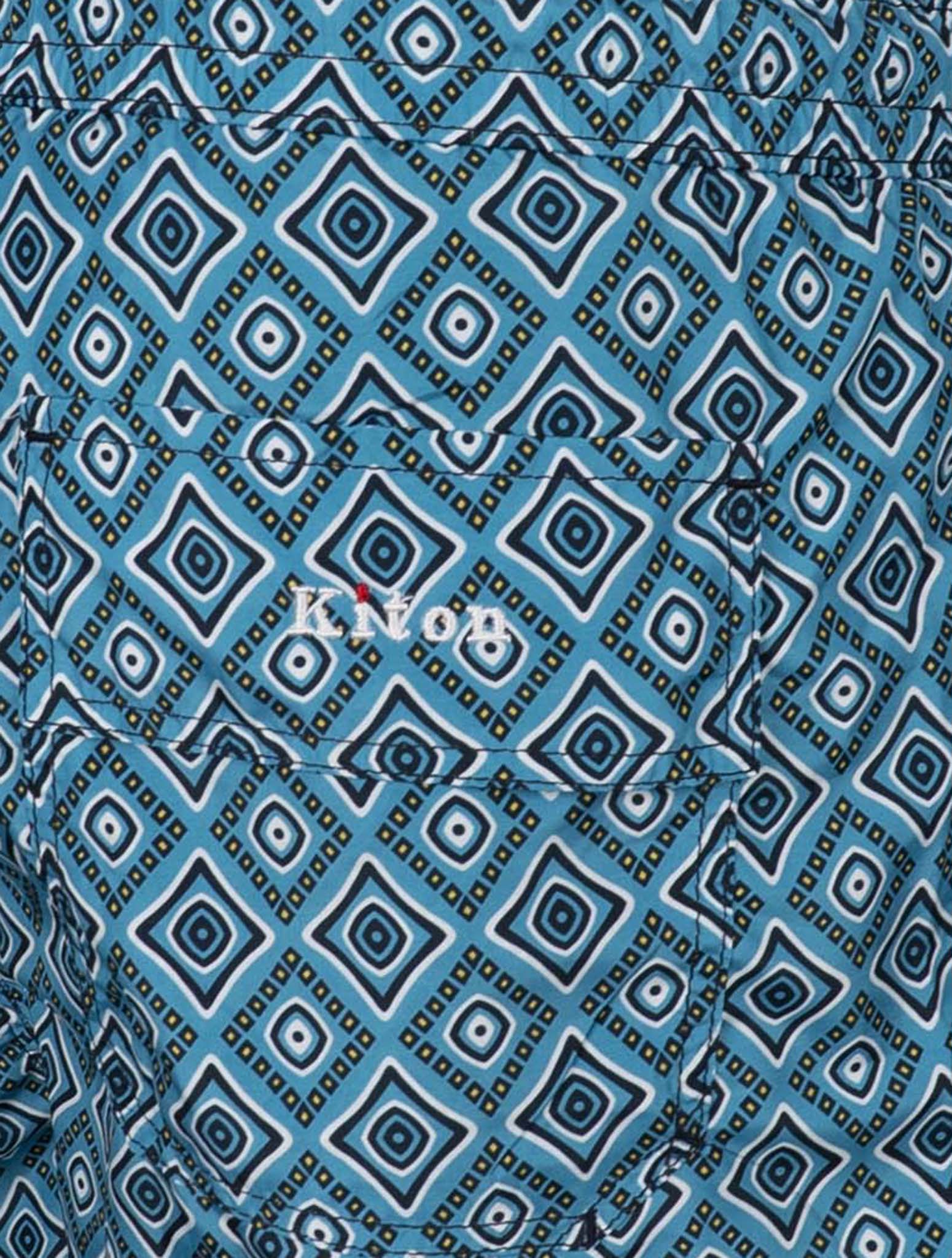 Kiton Light Blue Yellow Pl Swim Trunks