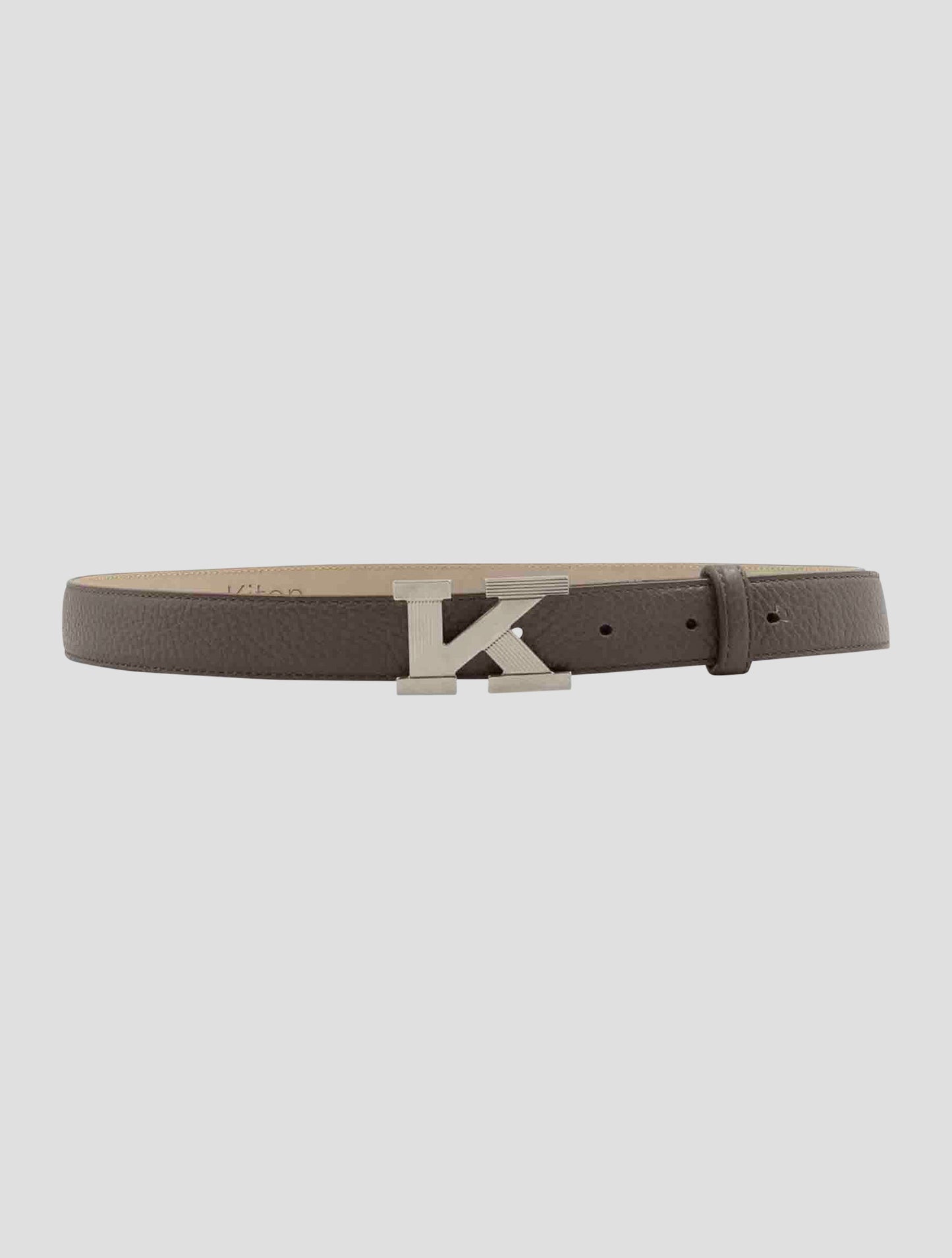 Kiton Taupe Leather Deer Belt Women