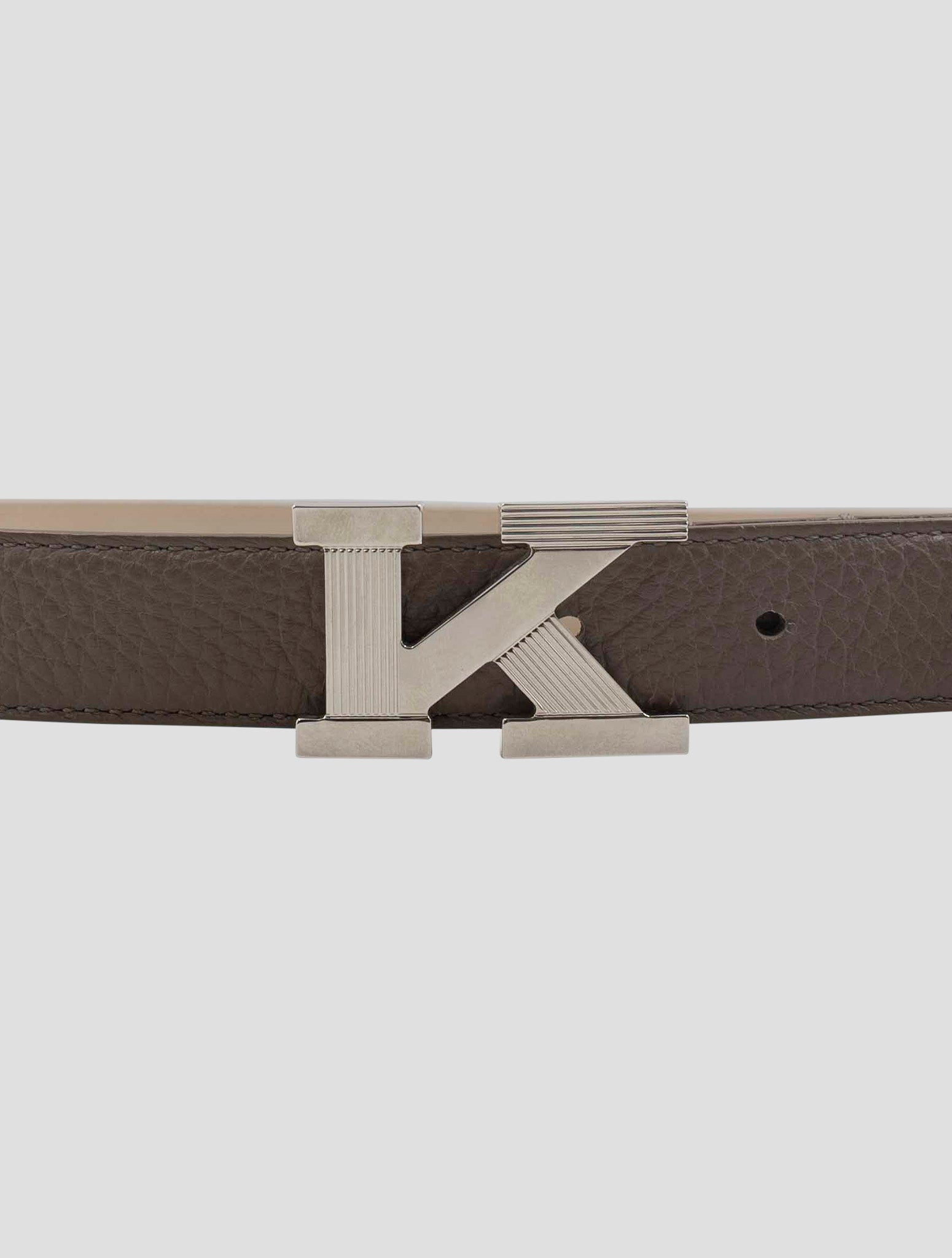Kiton Taupe Leather Deer Belt Women