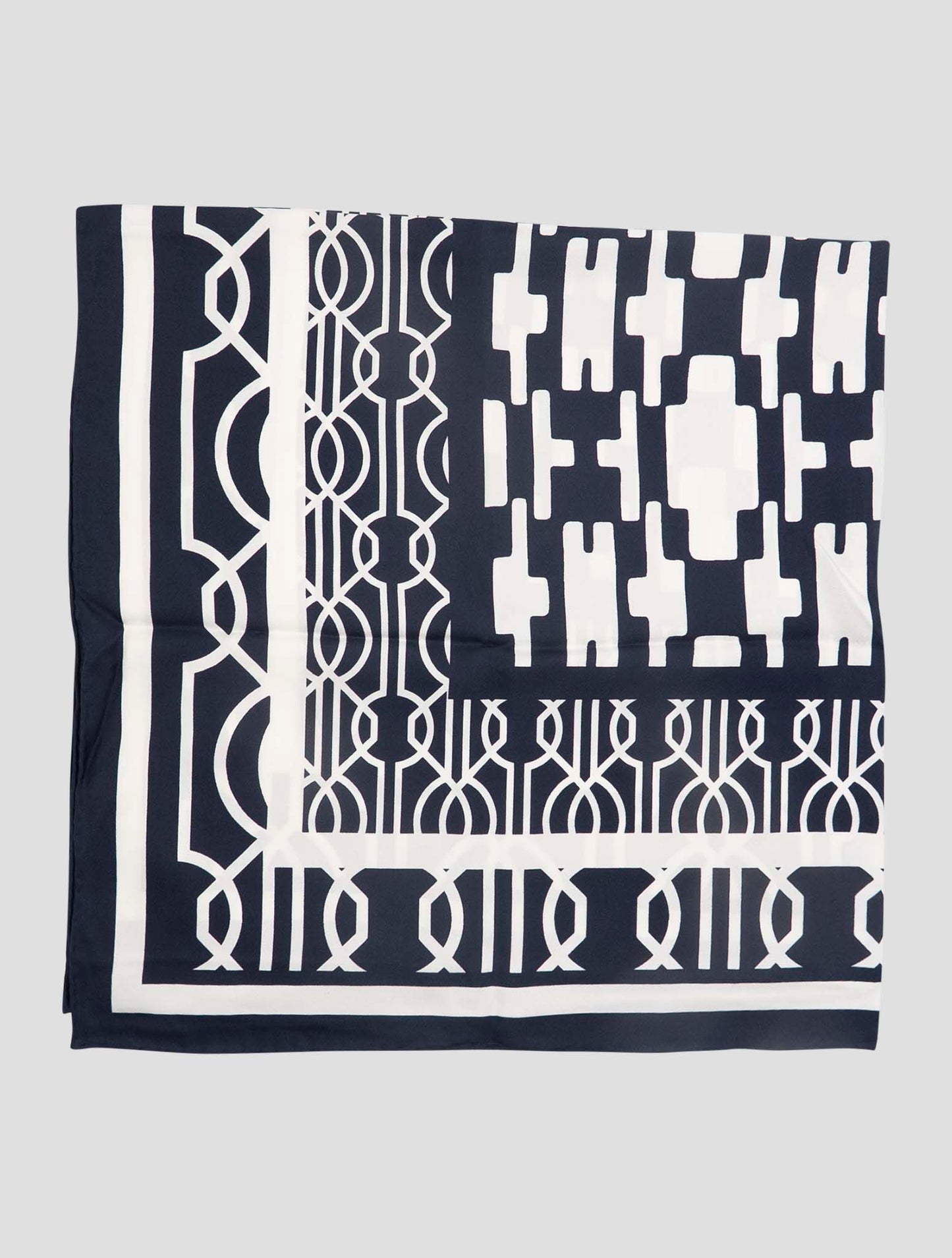 Kiton Blue White Silk Foulard Women