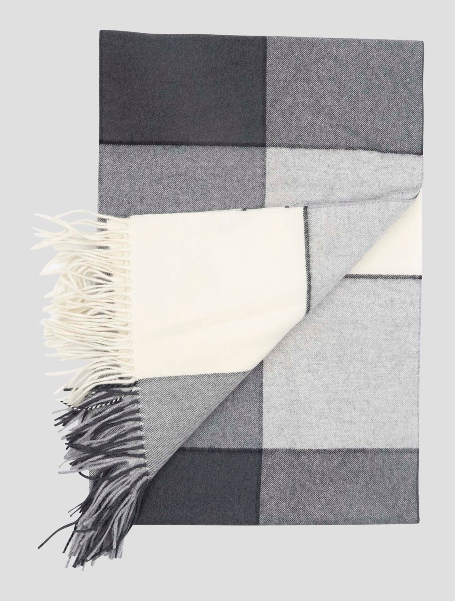 Kiton Gray White Cashmere Scarf Women 70x210