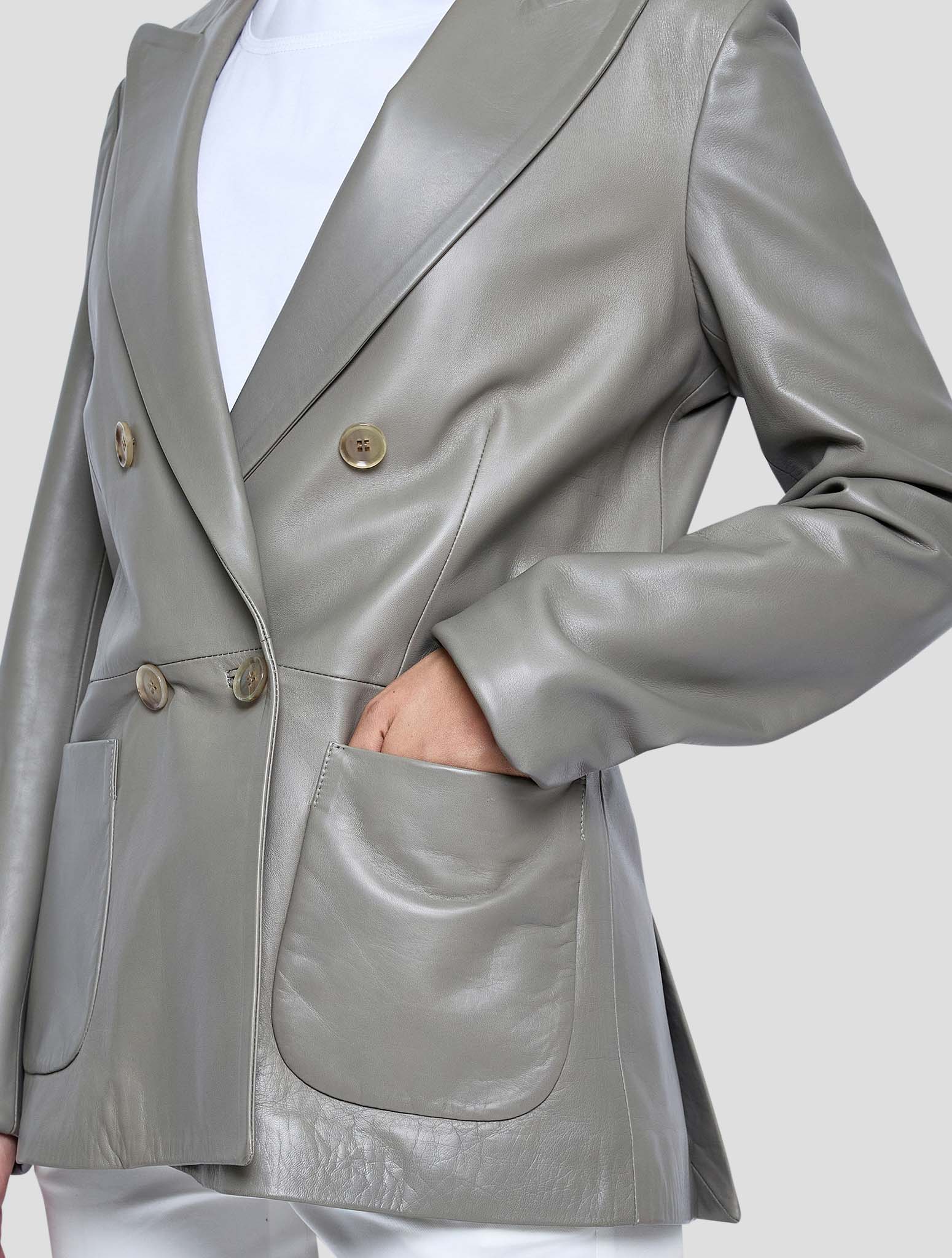 Kiton Green Leather Blazer Women