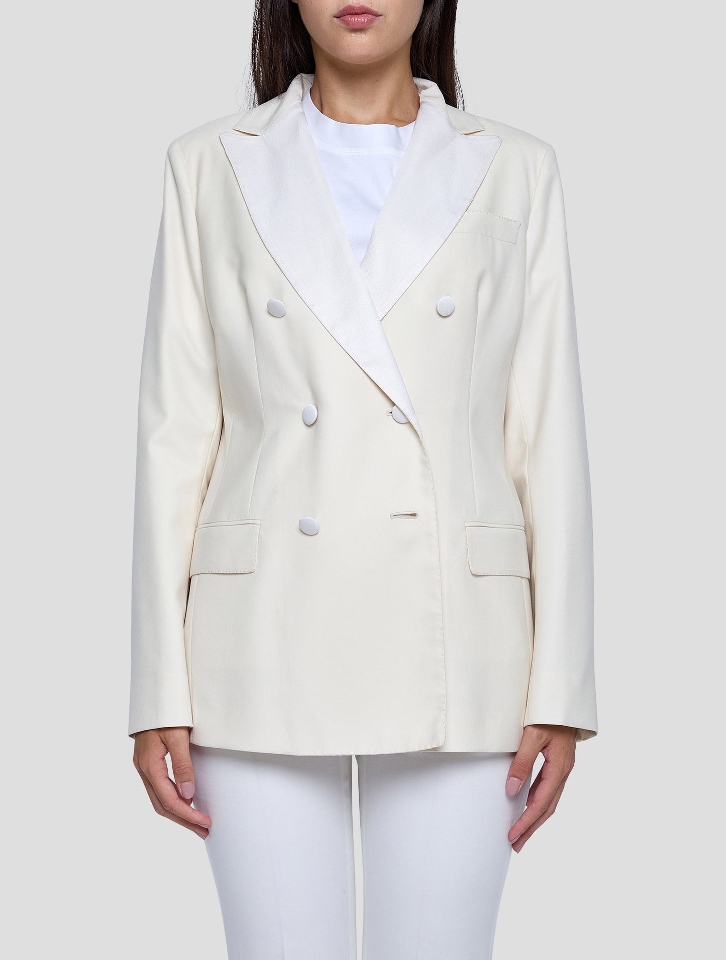Kiton White Wool 14 Micron Blazer Women