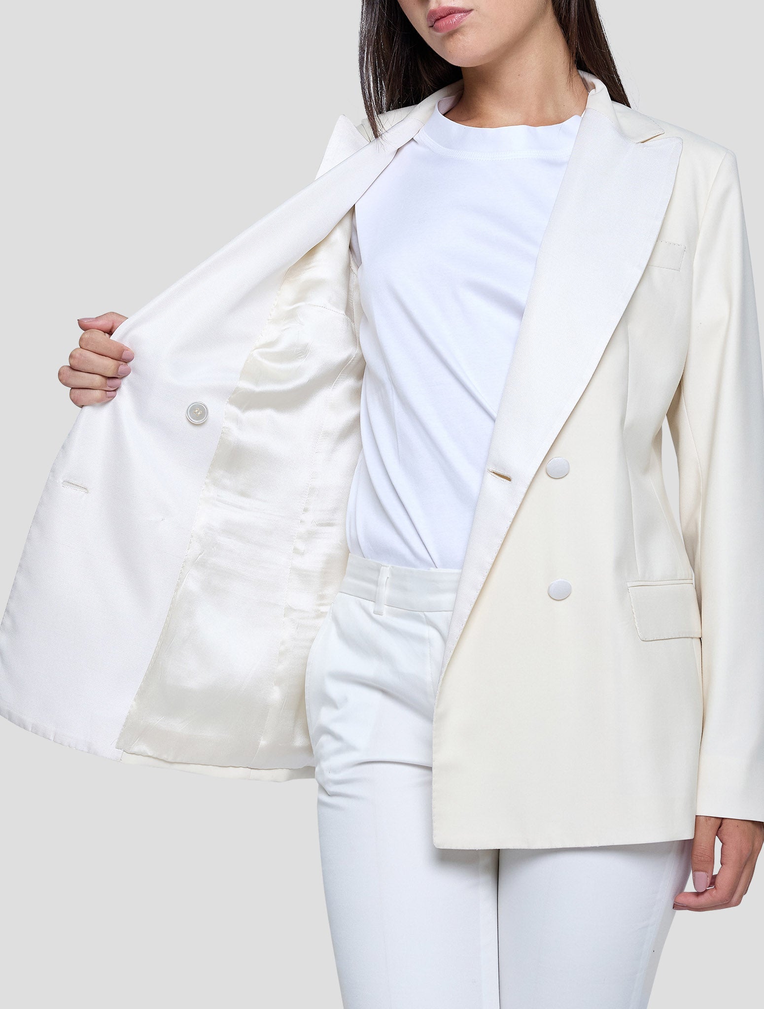 Kiton White Wool 14 Micron Blazer Women