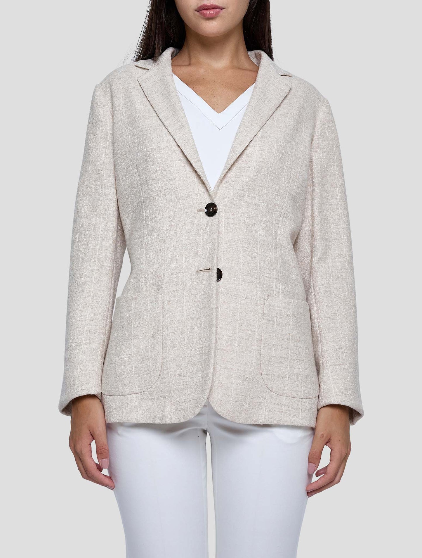 Kiton Beige Alpaca Pa Linen Blazer Women