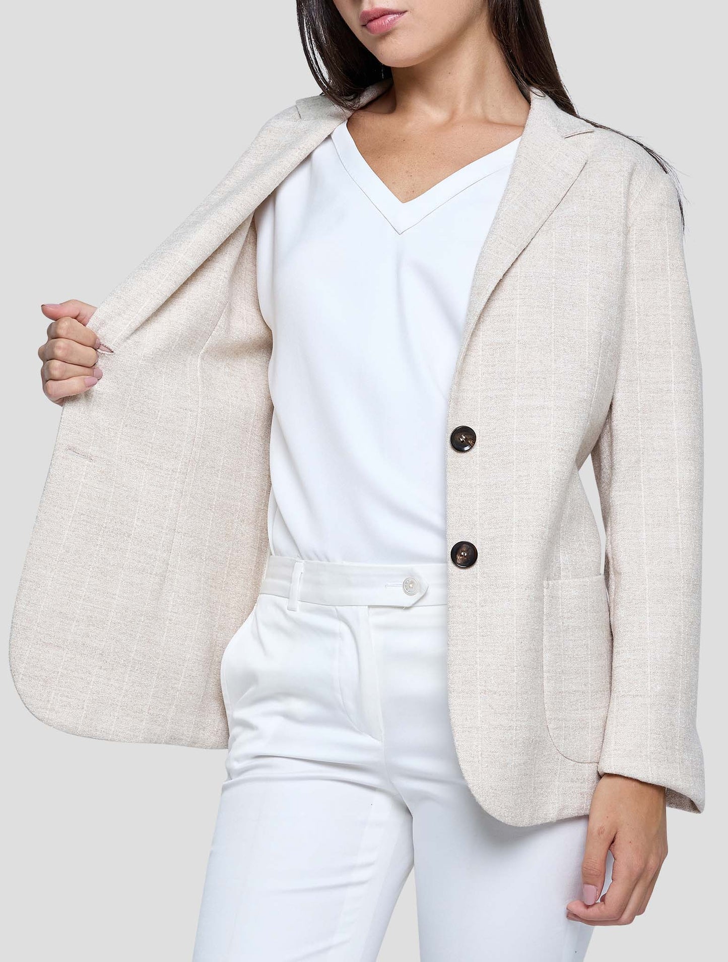 Kiton Beige Alpaca Pa Linen Blazer Women