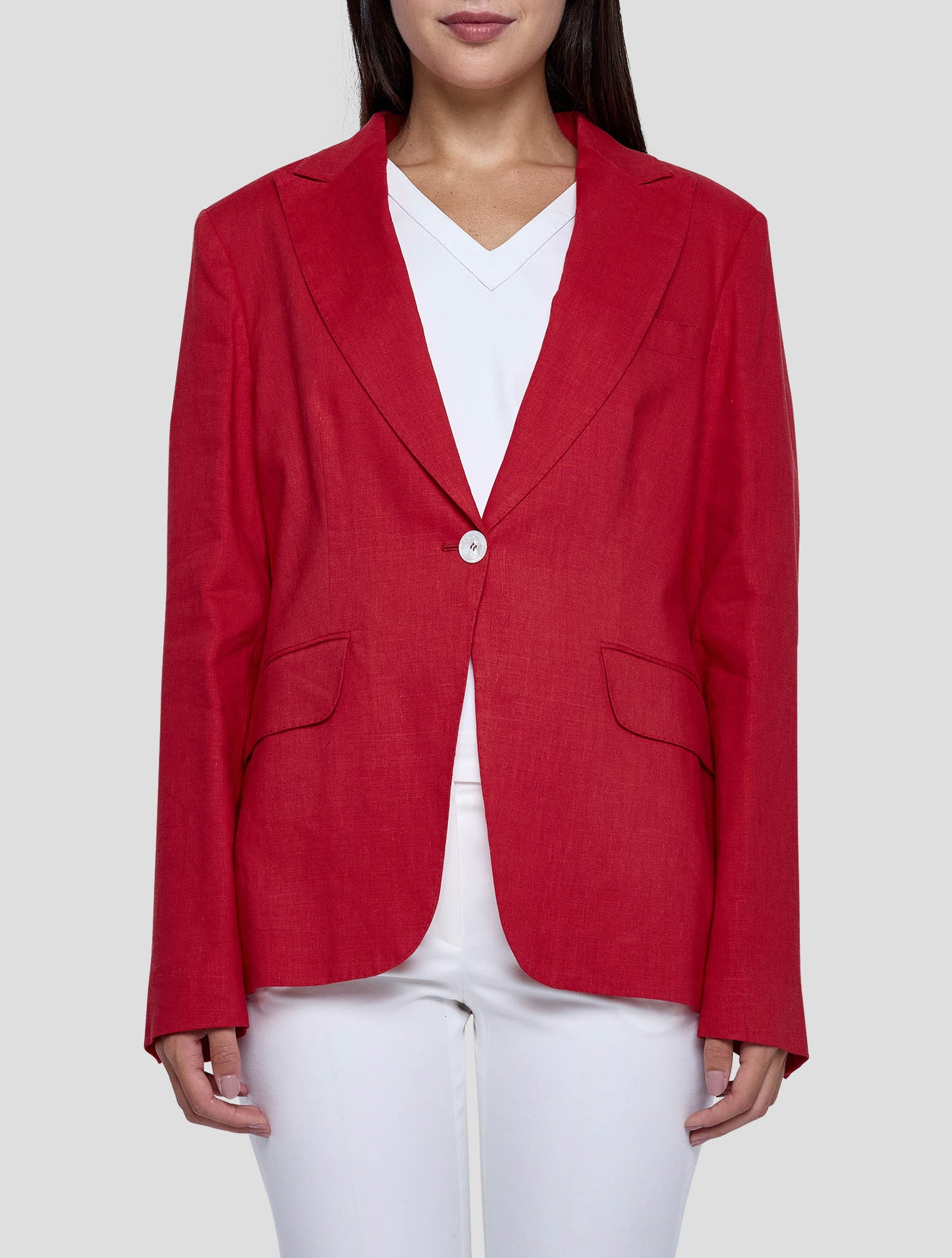 Kiton Red Linen Viscose Ea Blazer Women