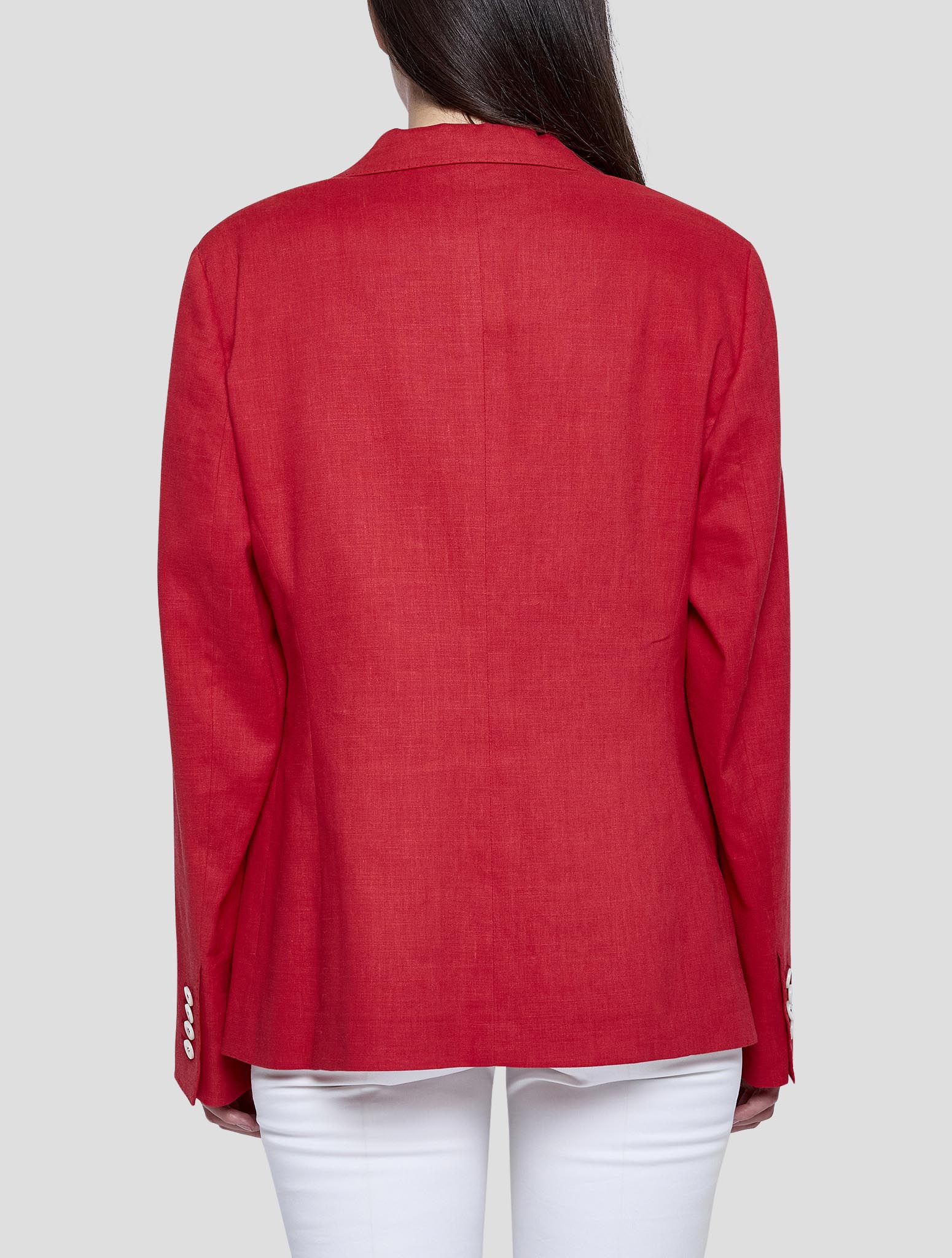 Kiton Red Linen Viscose Ea Blazer Women
