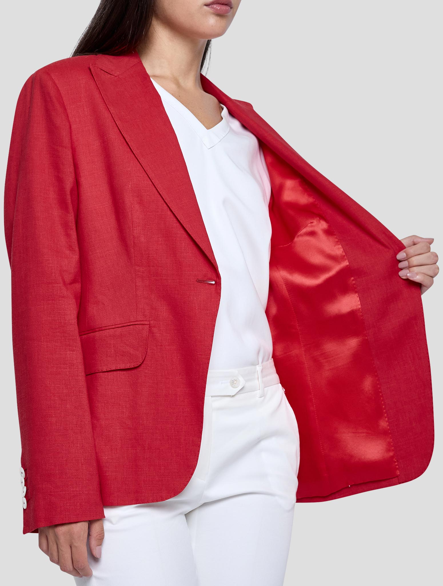 Kiton Red Linen Viscose Ea Blazer Women