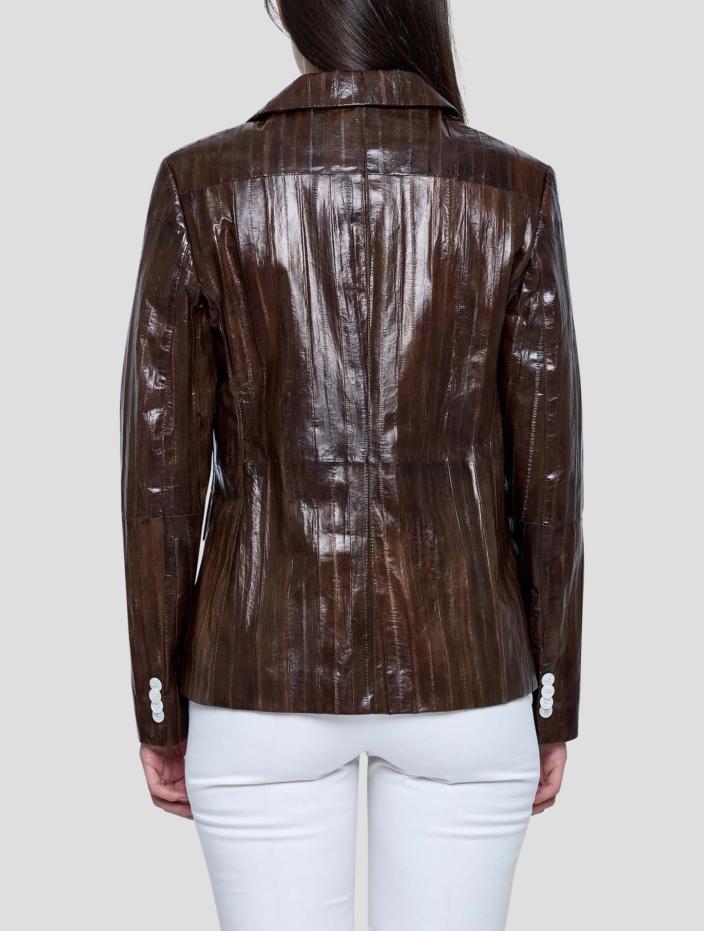 Kiton Brown Leather Eel Blazer Women