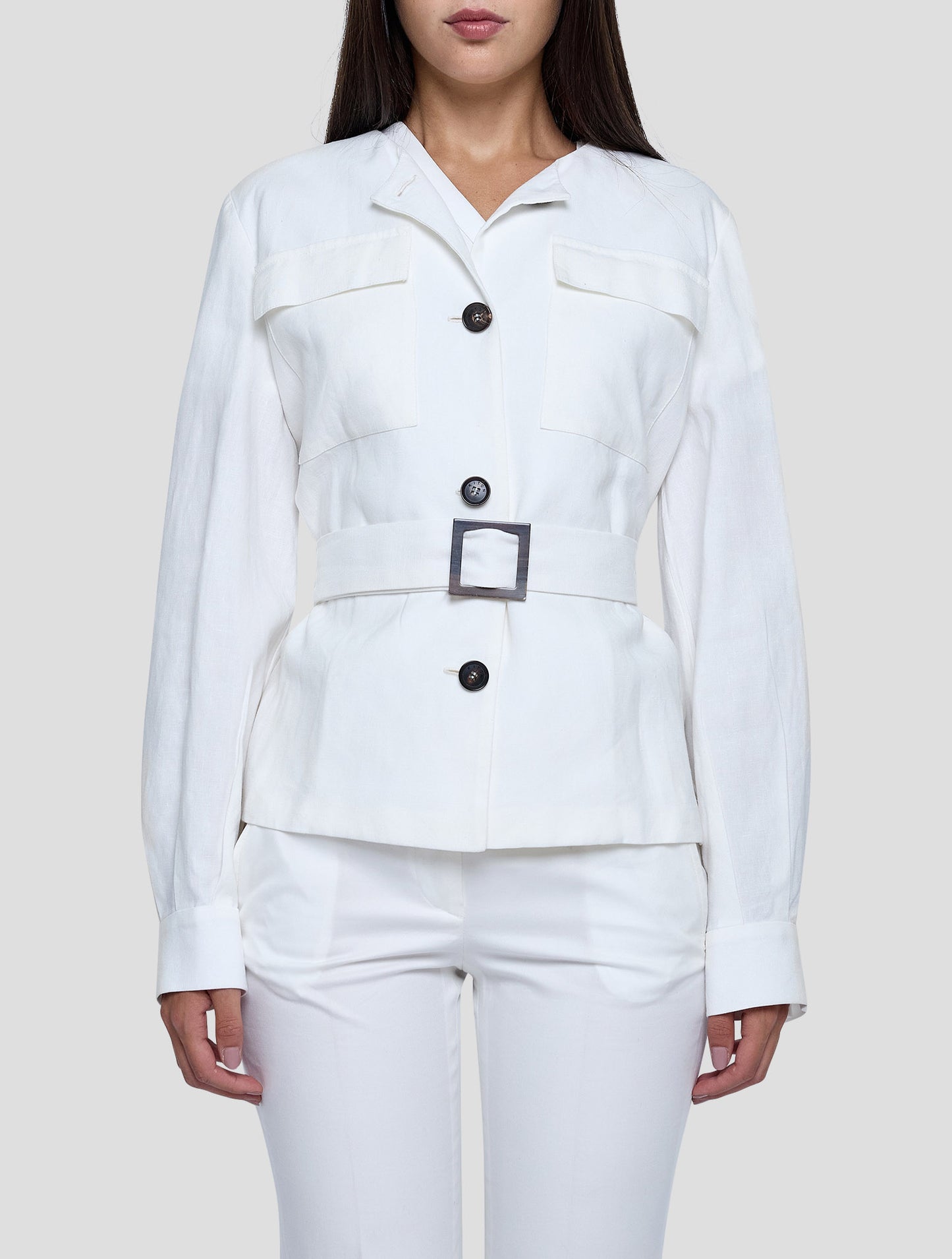 Kiton White Linen Blazer Women
