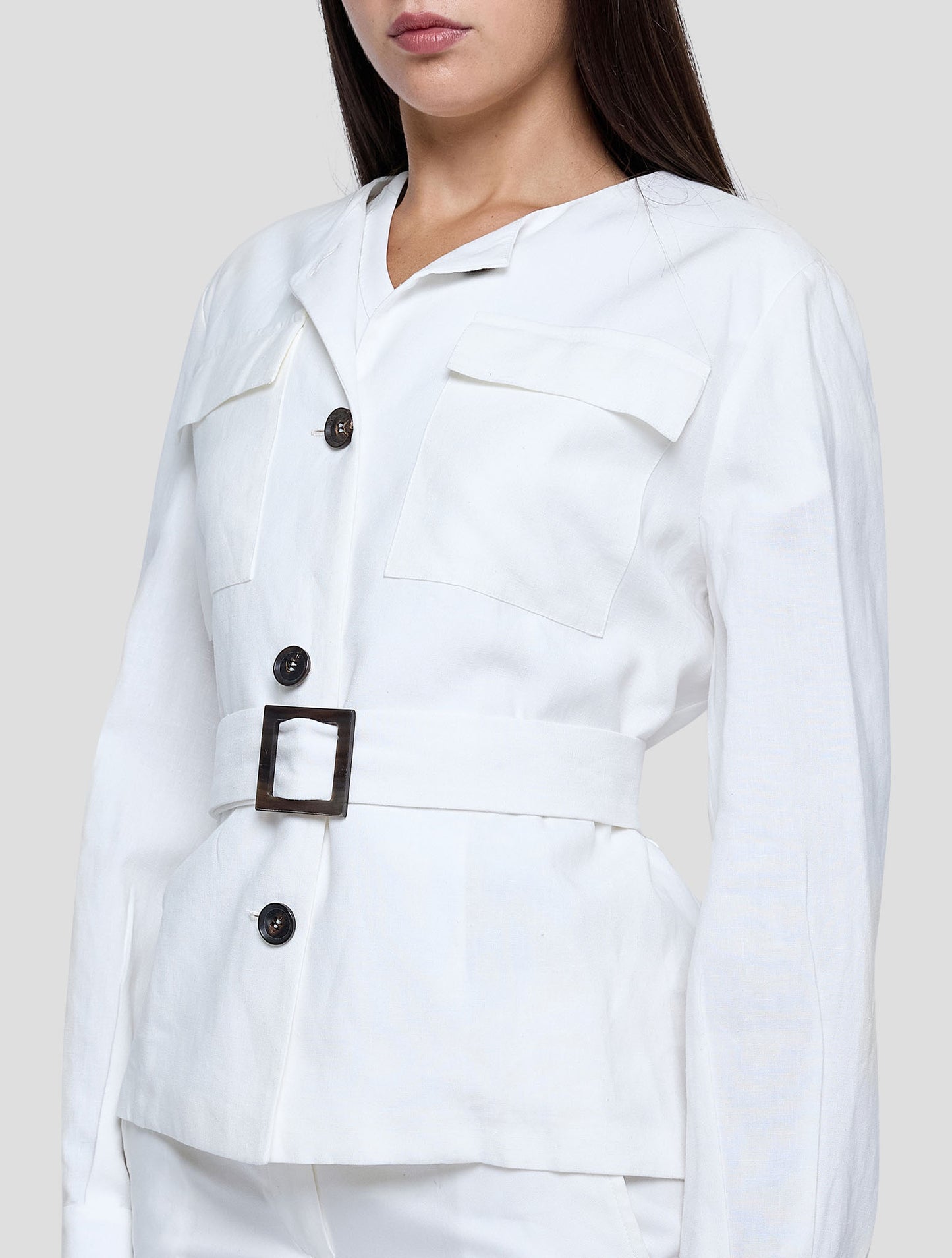 Kiton White Linen Blazer Women