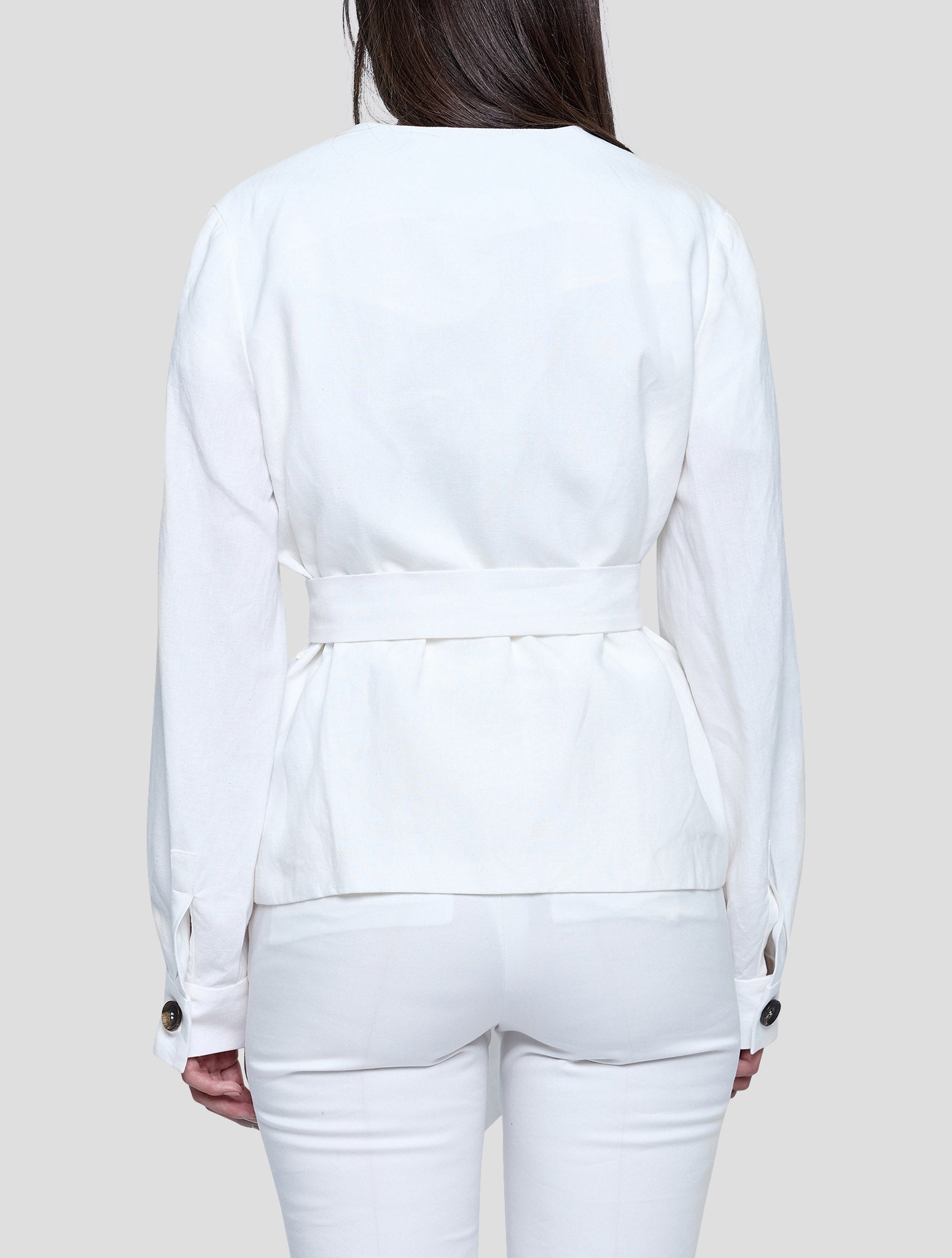 Kiton White Linen Blazer Women