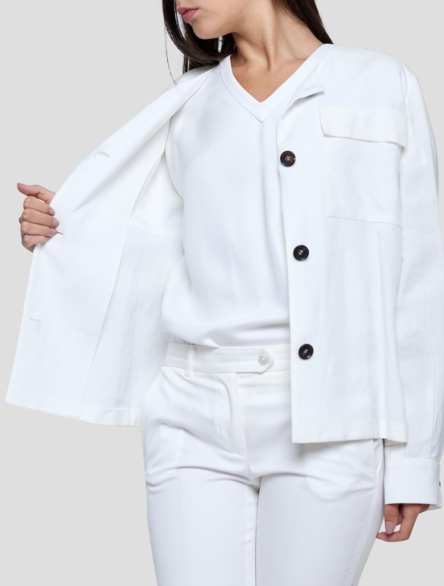 Kiton White Linen Blazer Women