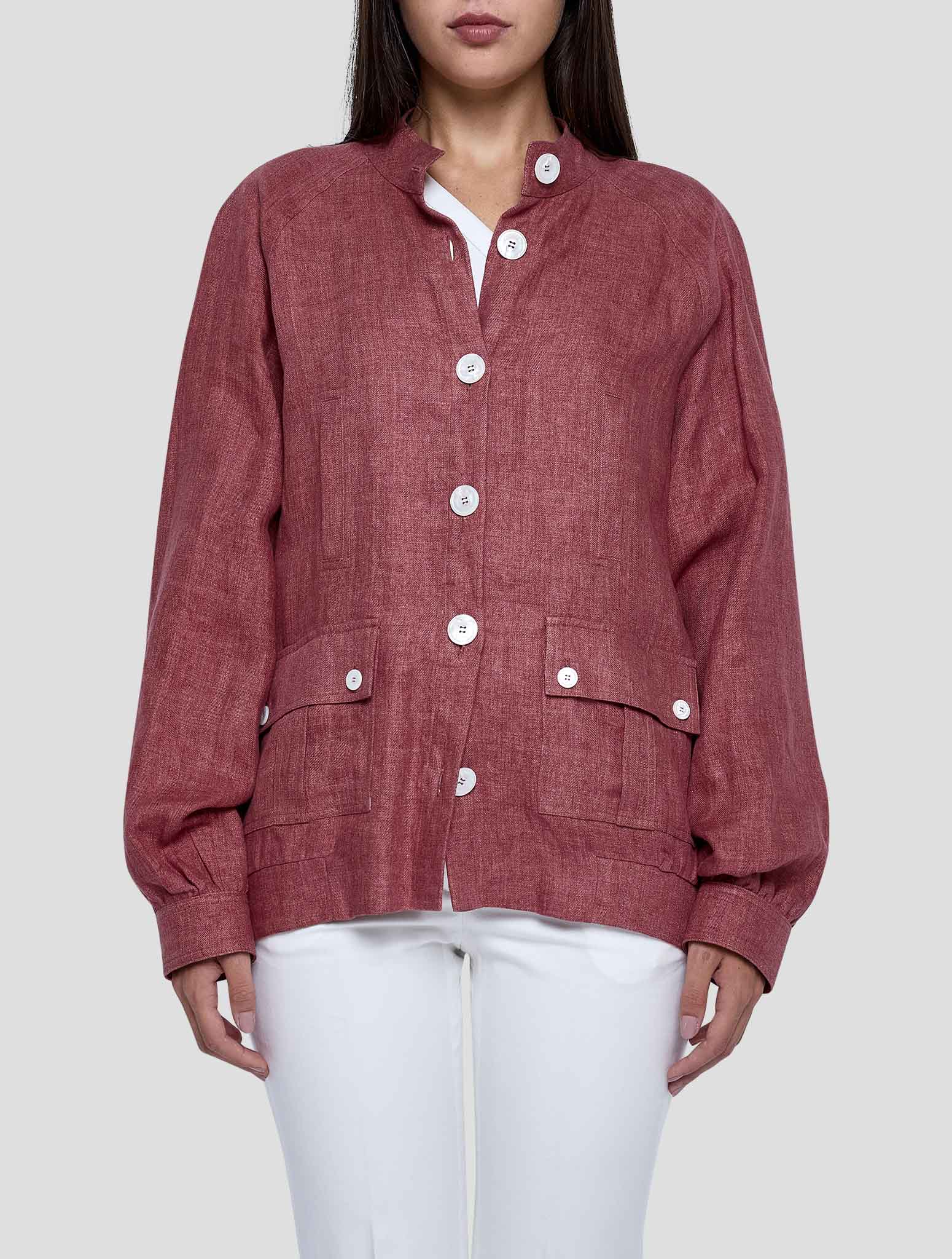 Kiton Burgundy Linen Blazer Women