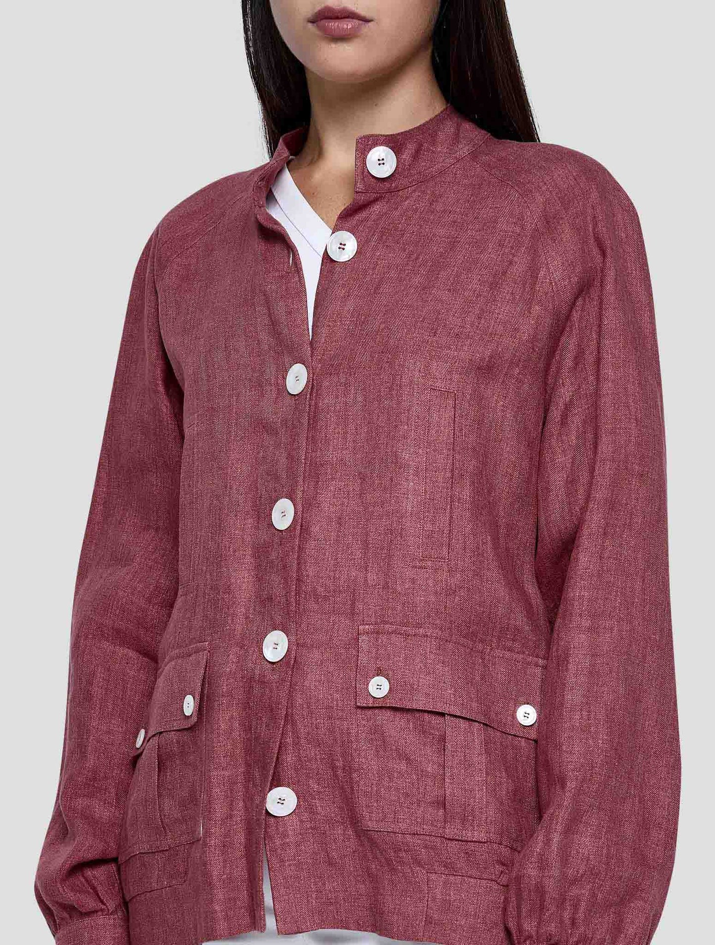 Kiton Burgundy Linen Blazer Women