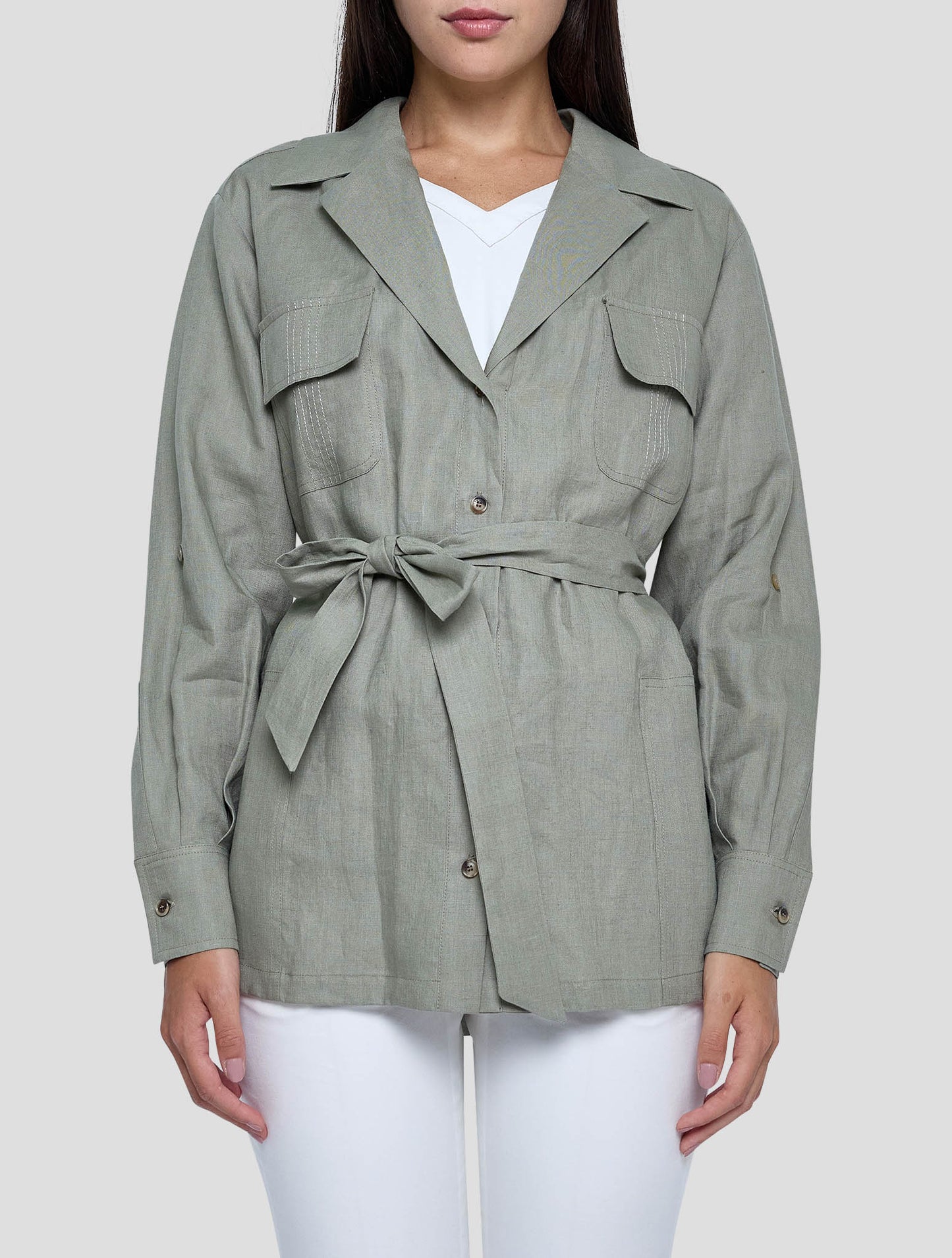 Kiton Green Linen Shirt Women