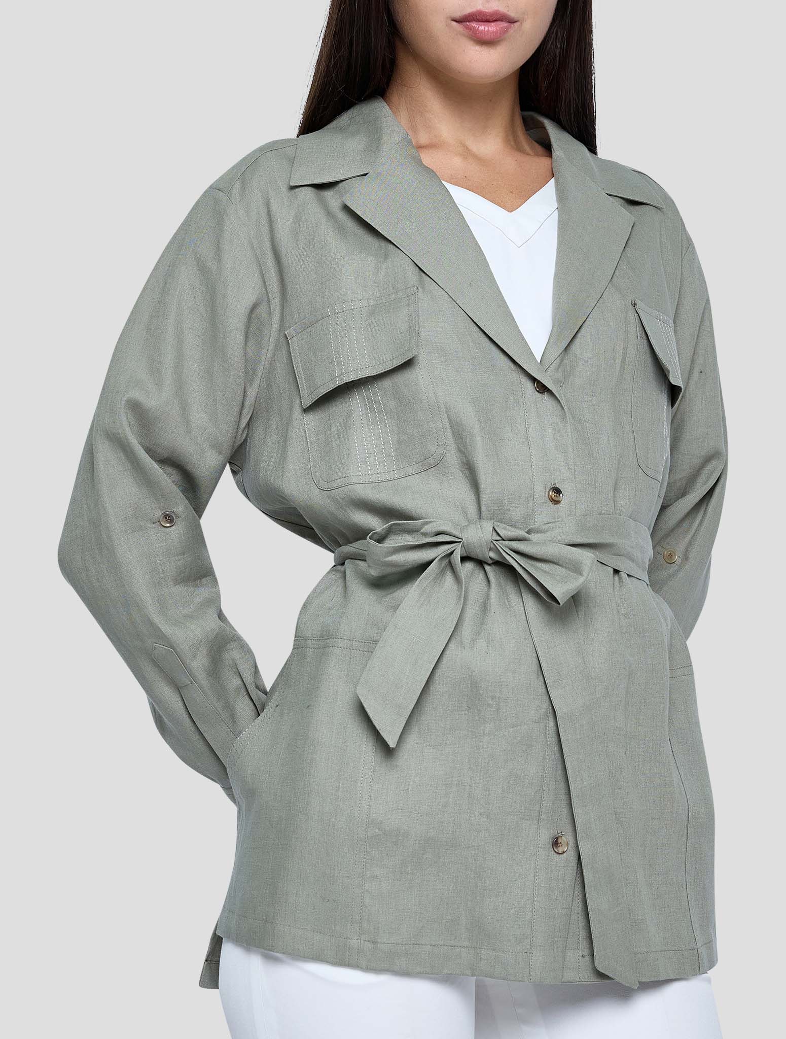 Kiton Green Linen Shirt Women